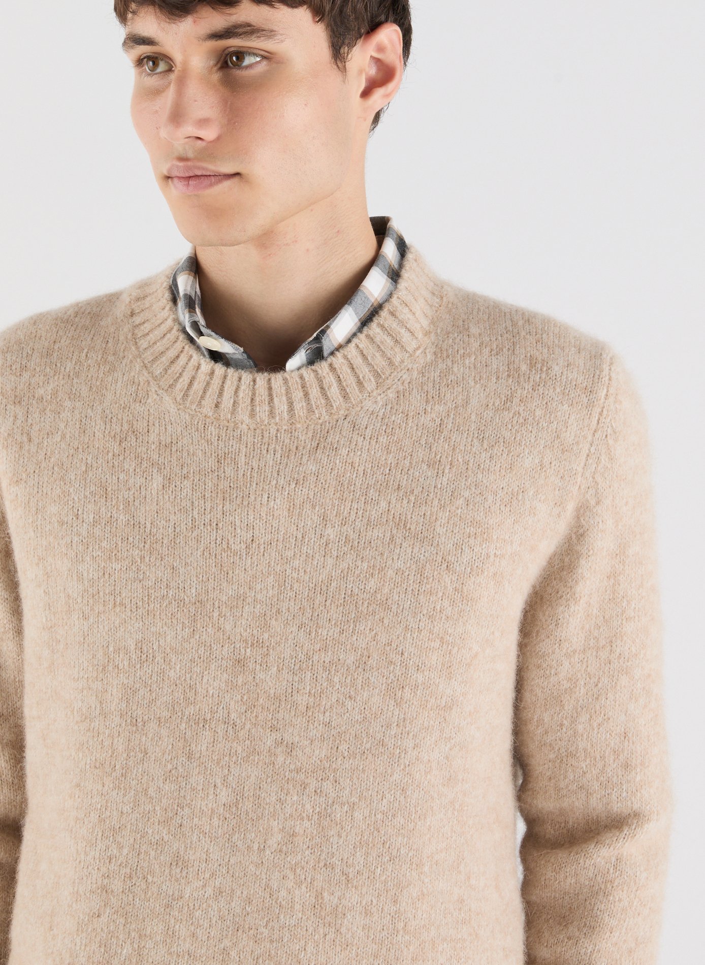 Round neck alpaca blend sweater SAISON 1865 Brown