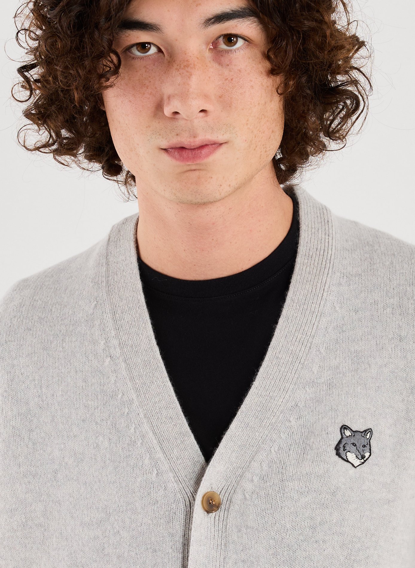 V-neck wool cardigan MAISON KITSUNÉ Grey