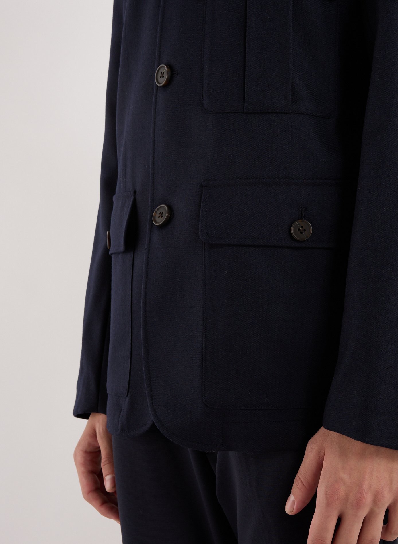 Jacket with classic collar in wool blend EMPORIO ARMANI Blue