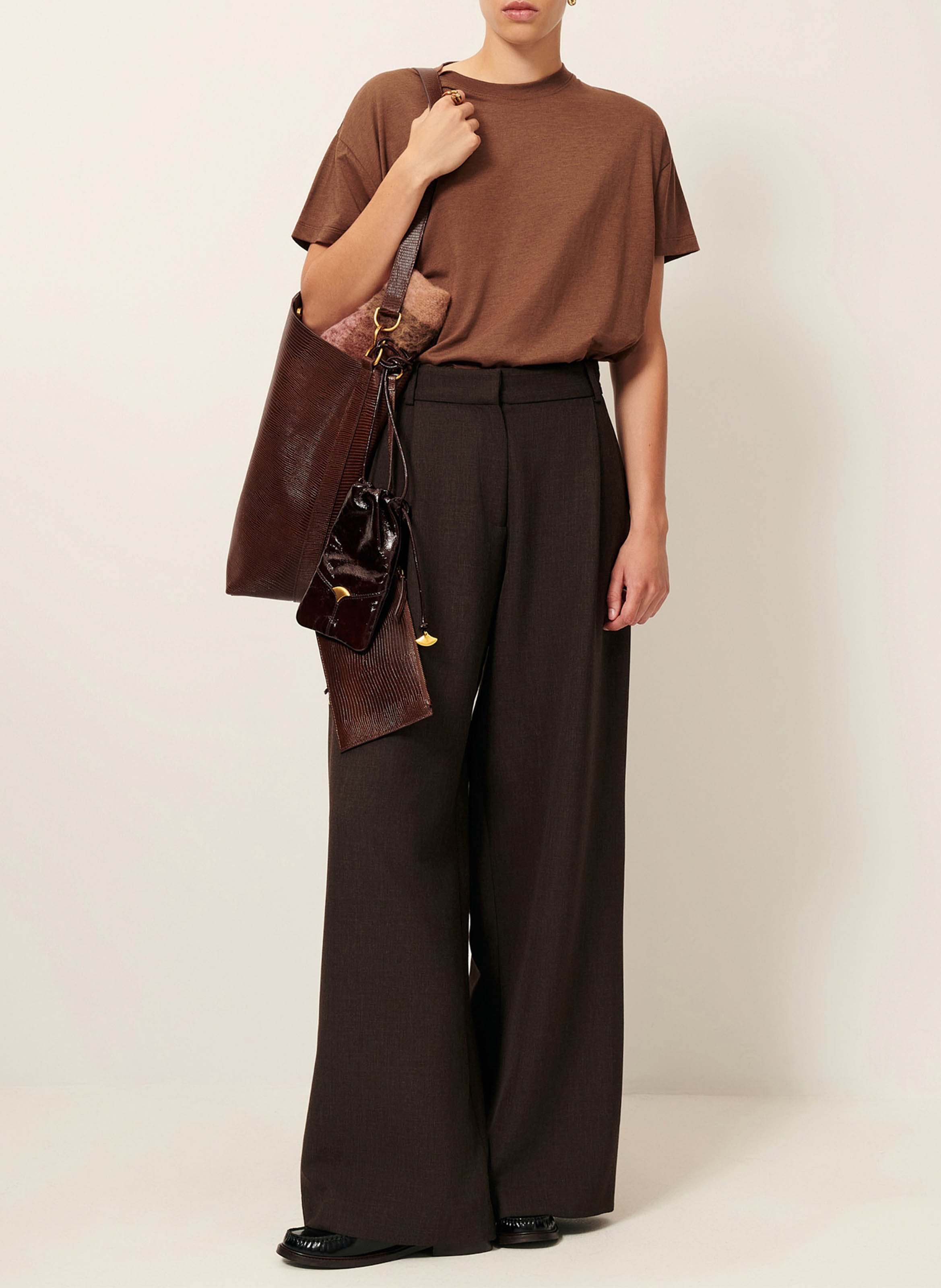 Grand cabas imprimé lézard en cuir vita mia e Marron