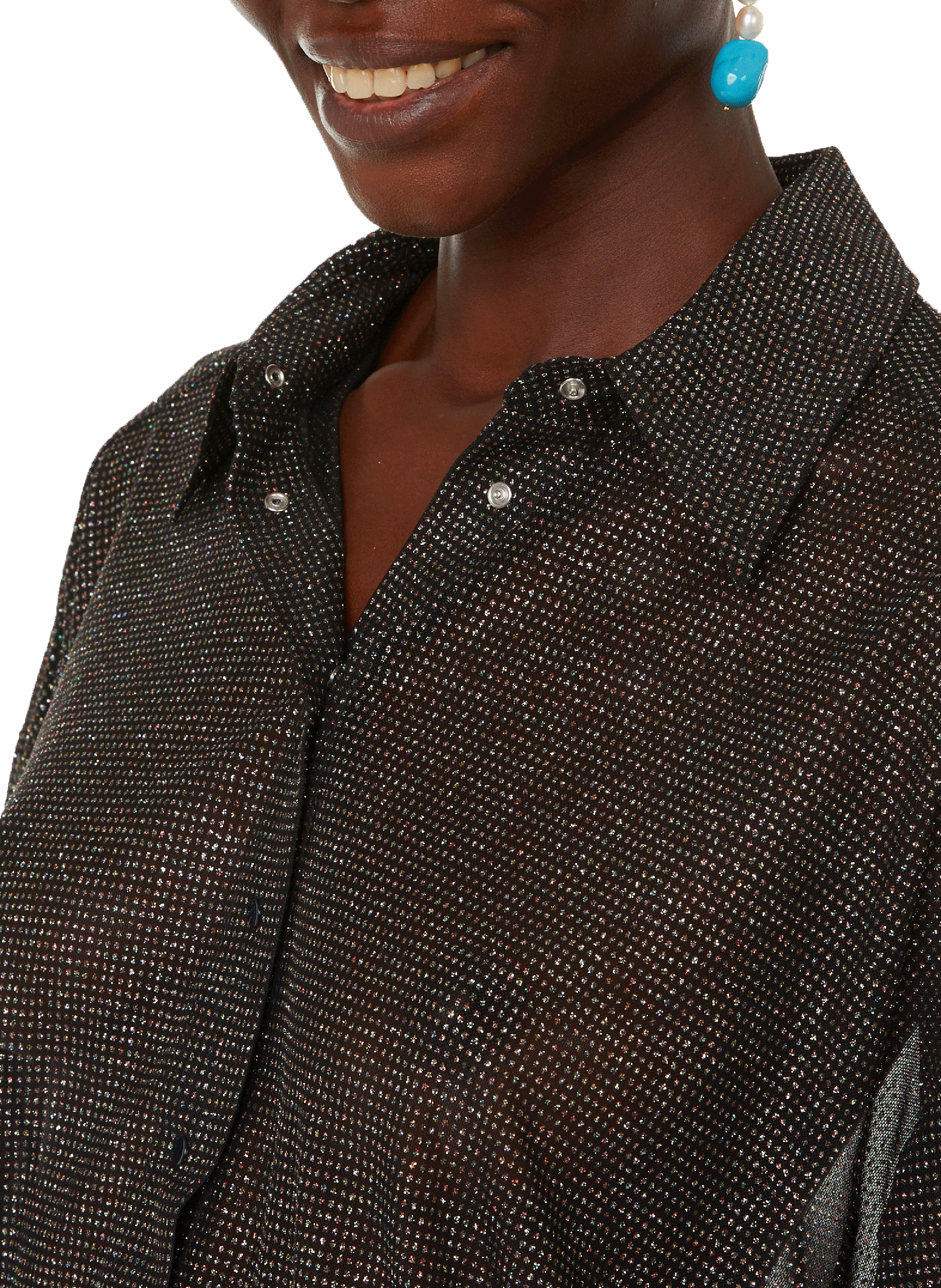 Transparent rhinestone shirt ROSEANNA Black