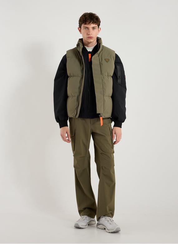 Sleeveless high-neck puffer vest | Khaki by GERTRUDE ET GASTON Sleeveless high-neck puffer vest Khaki