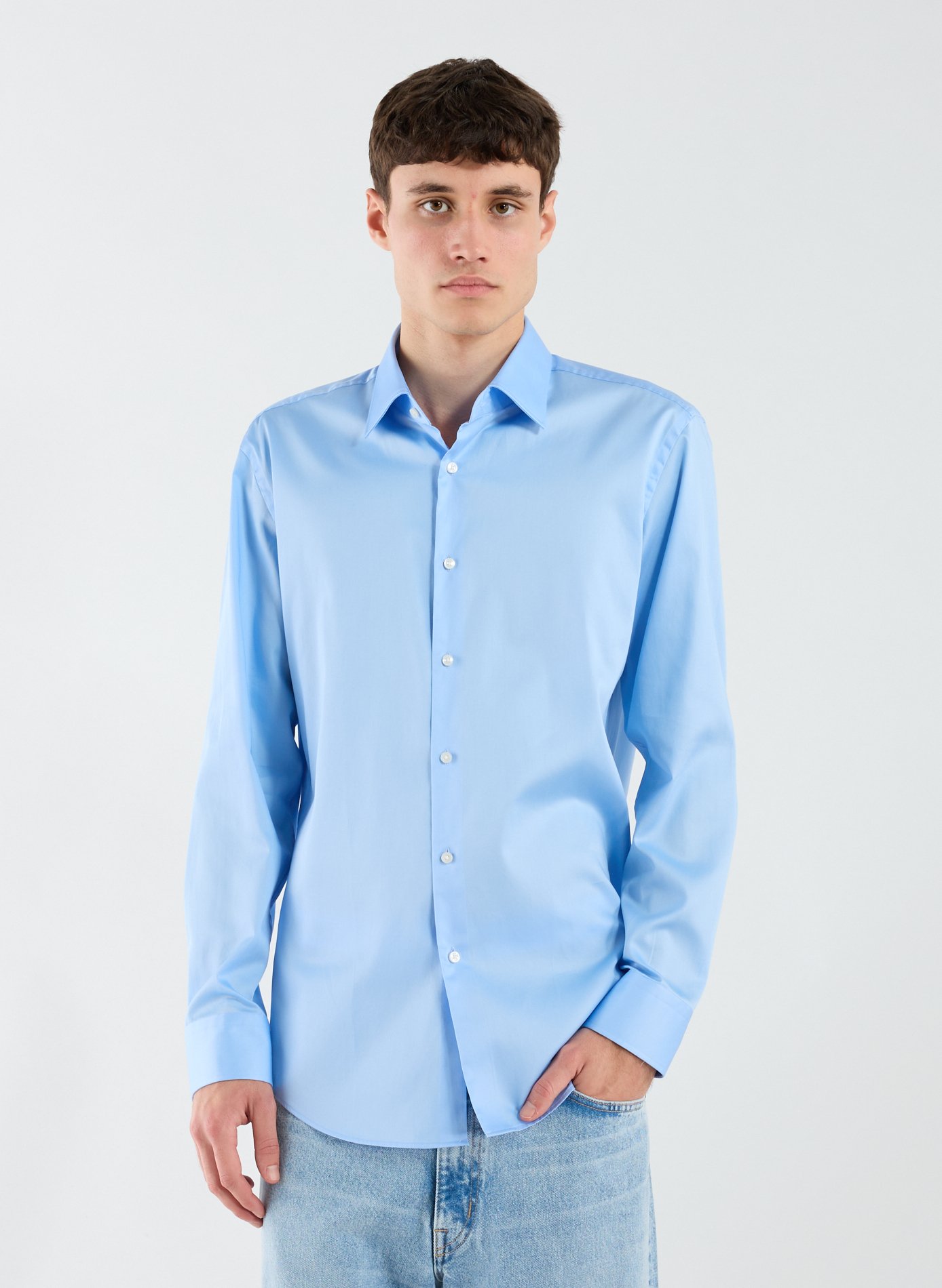 BOSS Slim cotton-blend shirt Multicolour