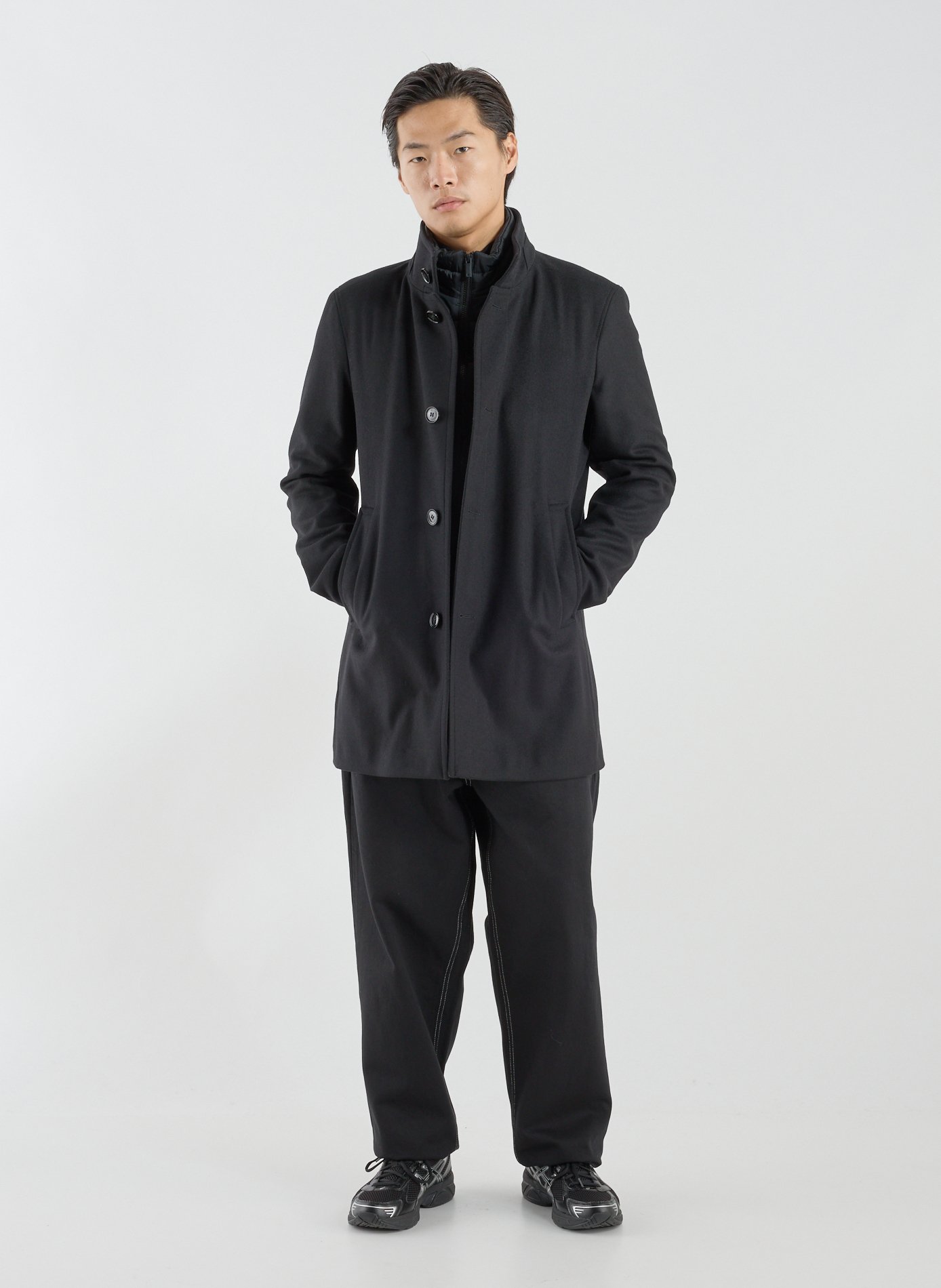 Coat with high collar in blended wool STRELLSON Black