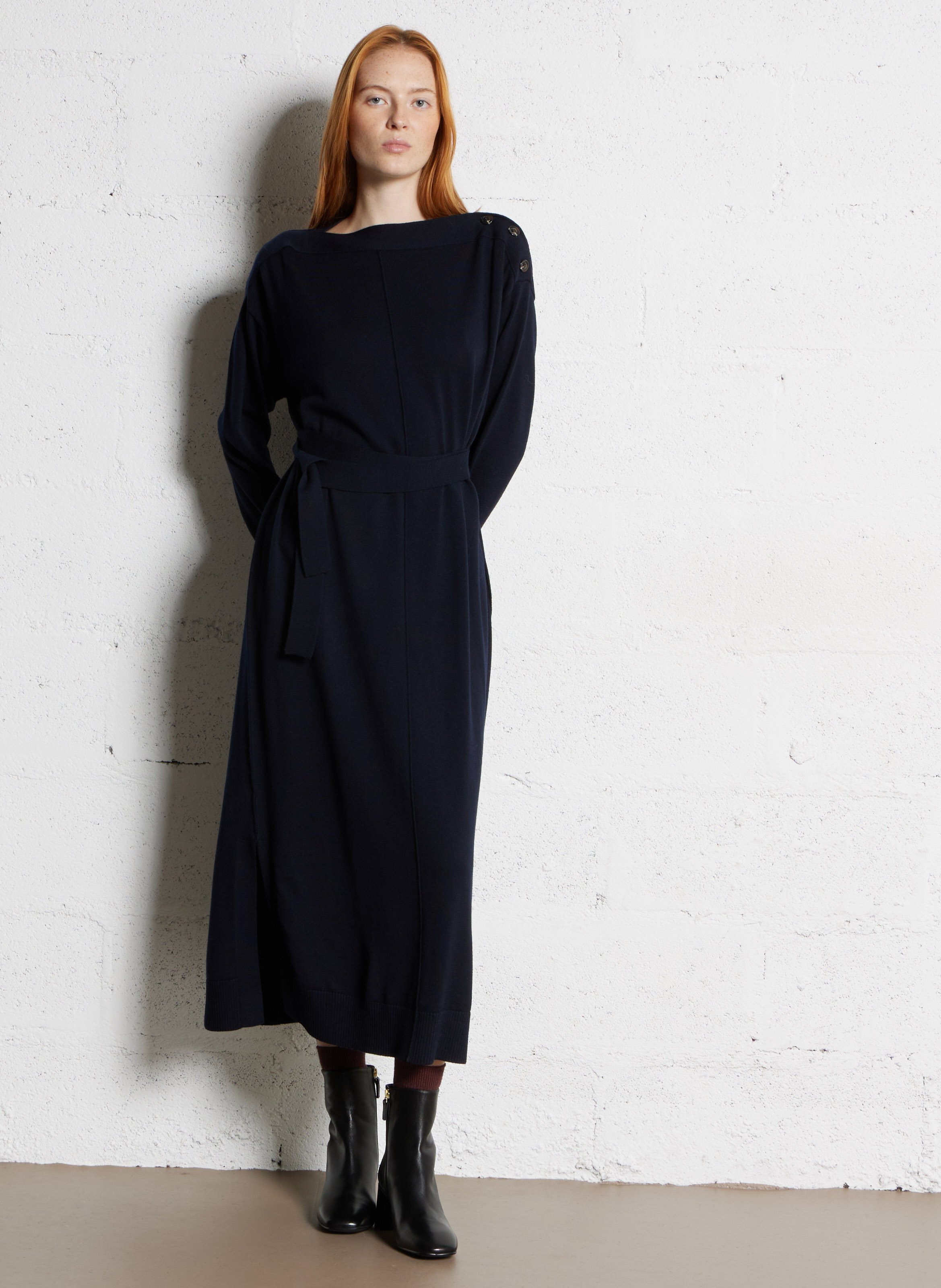 Robe longue en maille côtelée clea SOEUR Bleu