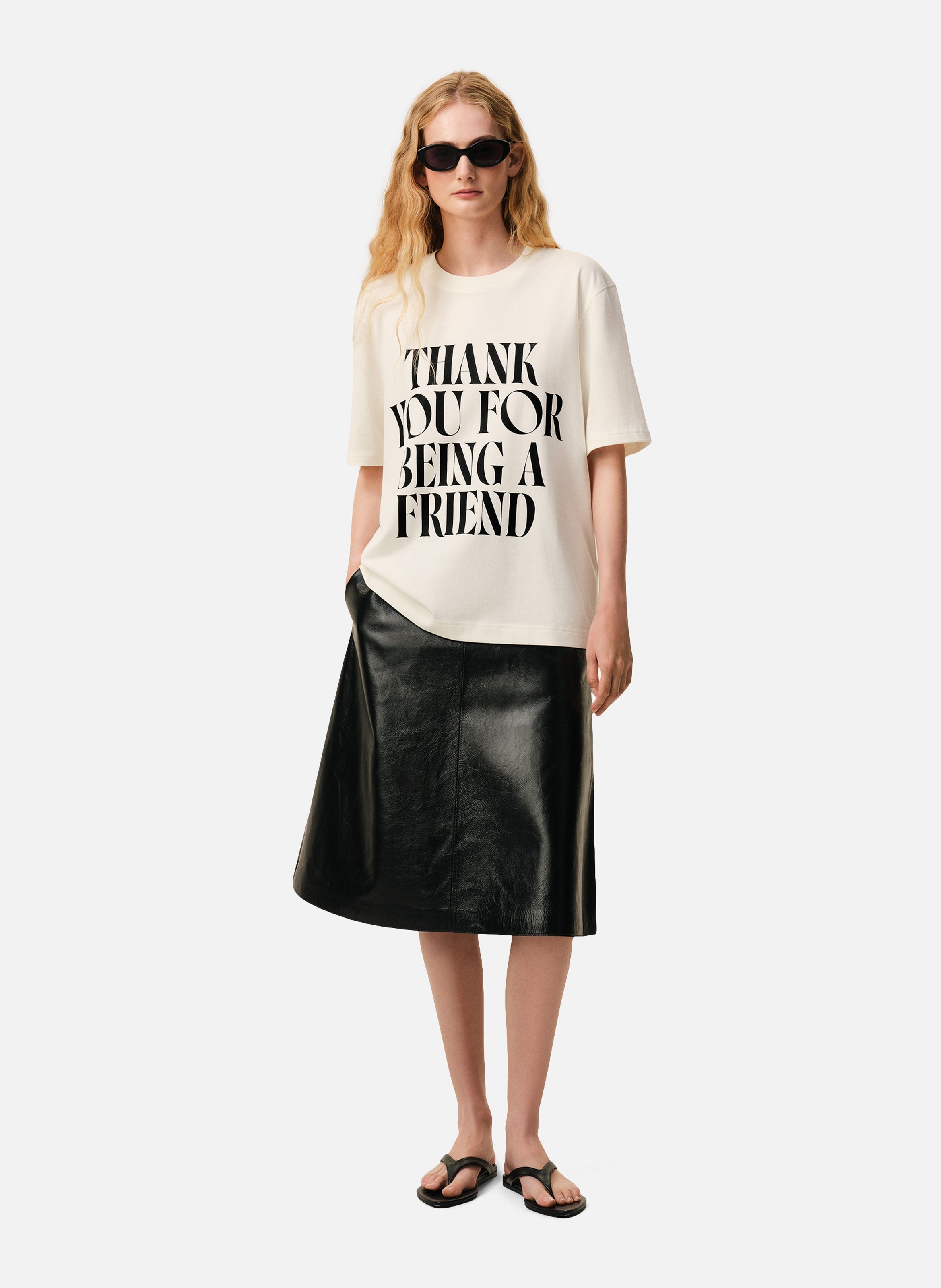 T-shirt imprimé signature unisexe en coton AMI PARIS Blanc