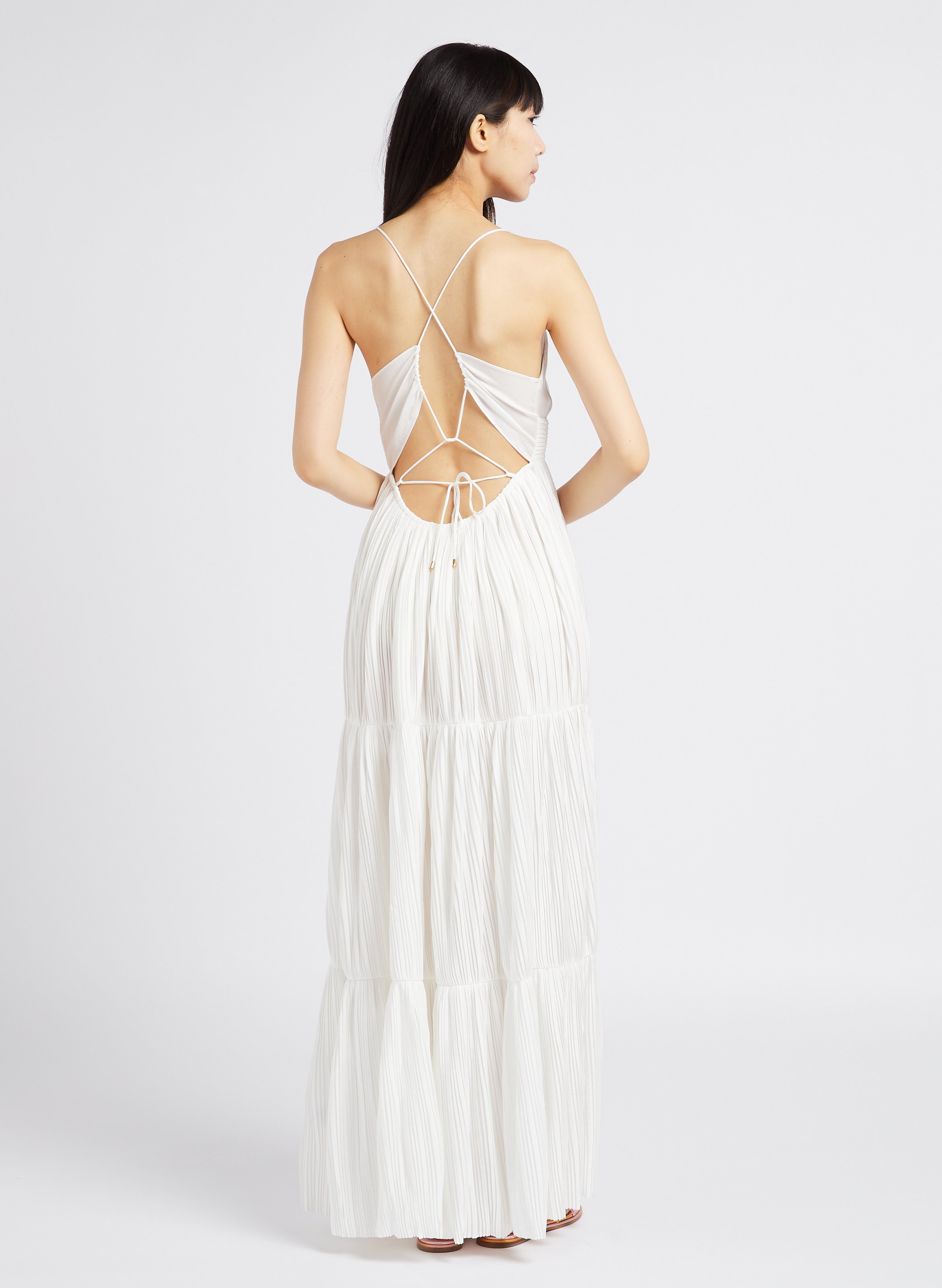 Robe longue col v plissée wasta BA&SH Blanc