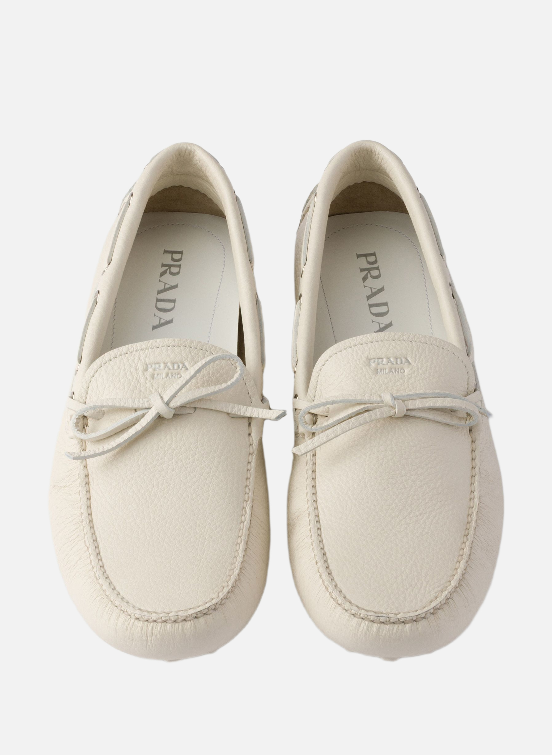 Mocassin en cuir PRADA Blanc