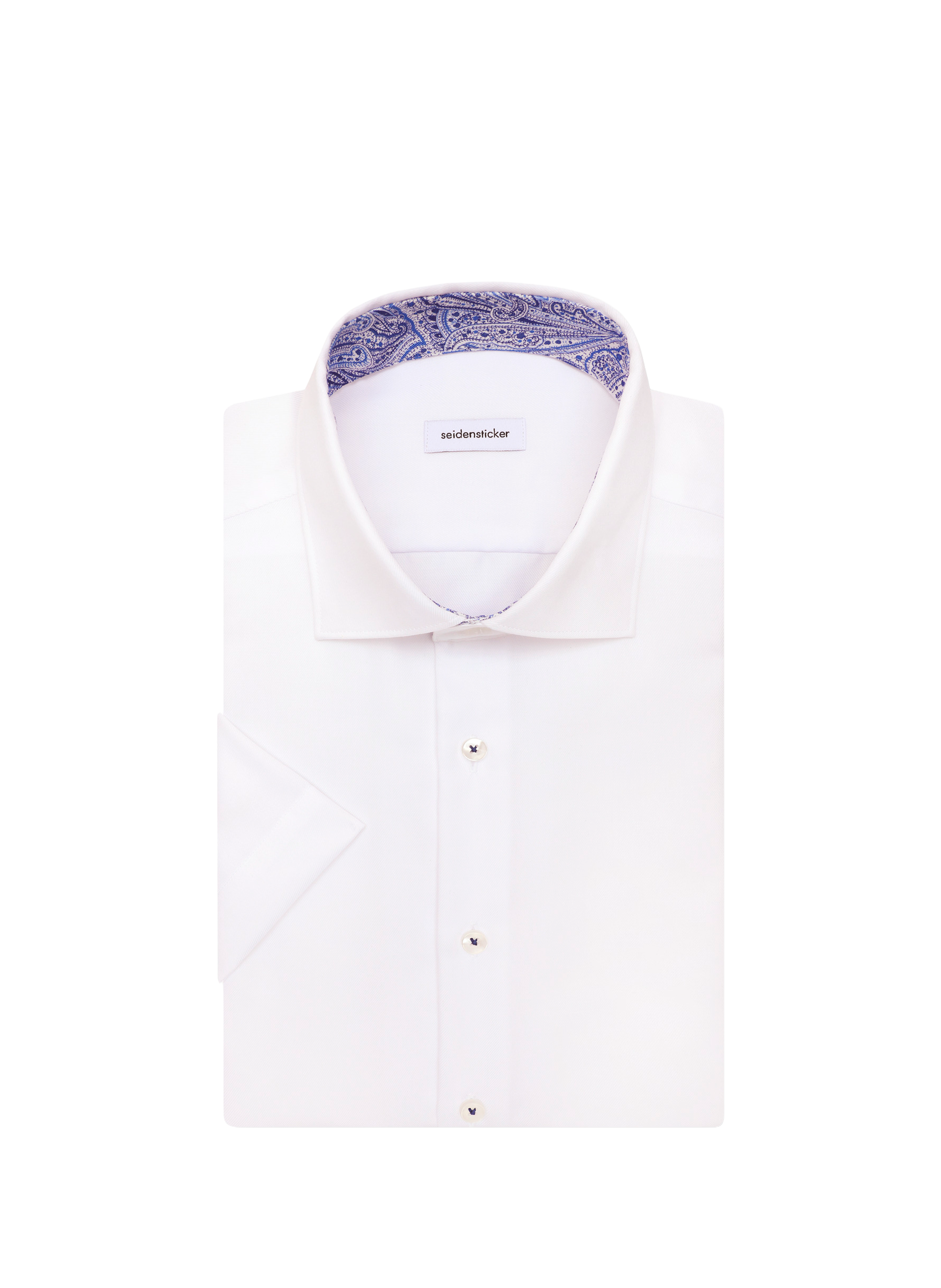 Chemise unie à manches courtes en lin SEIDENSTICKER Blanc