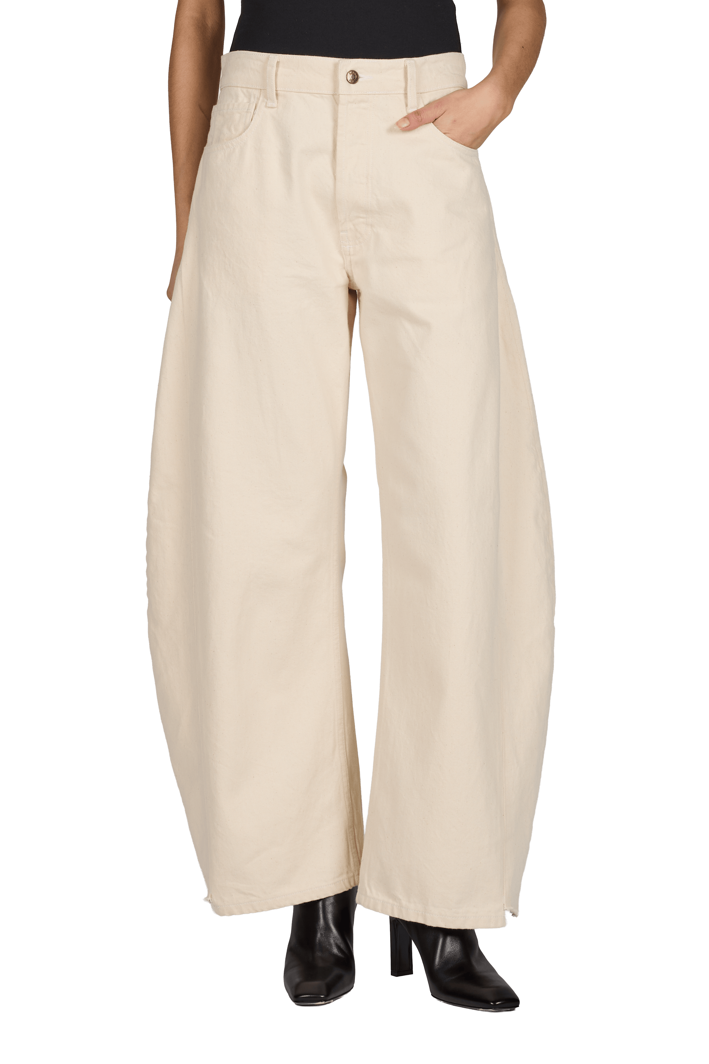 Jeans ballon en coton A.W.A.K.E. MODE Beige