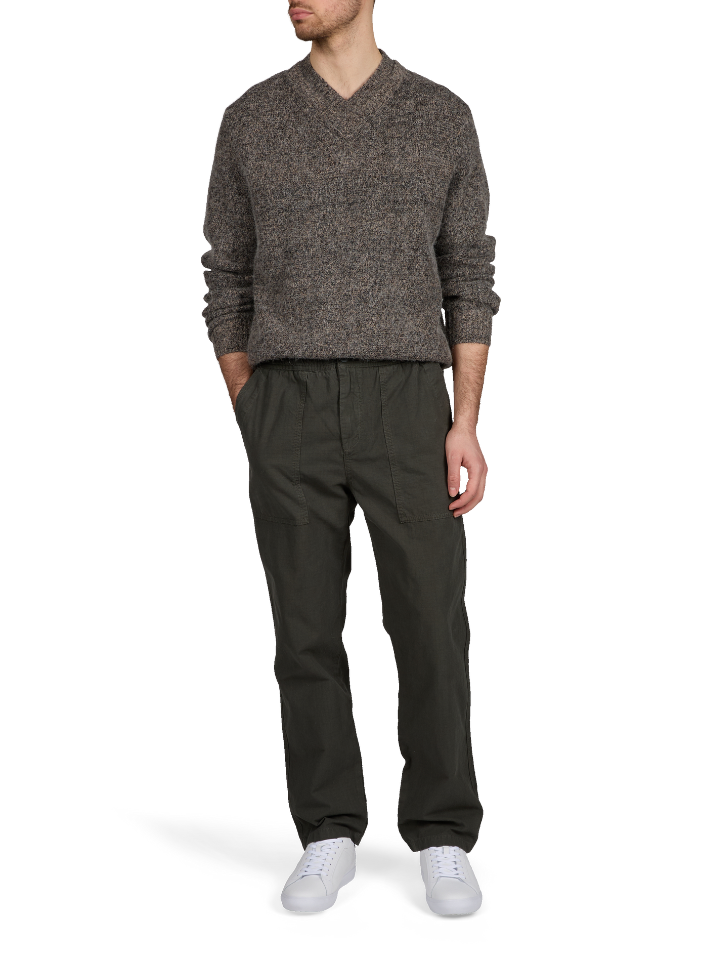 Sajabari Fly straight cotton trousers SAMSOE SAMSOE Khaki