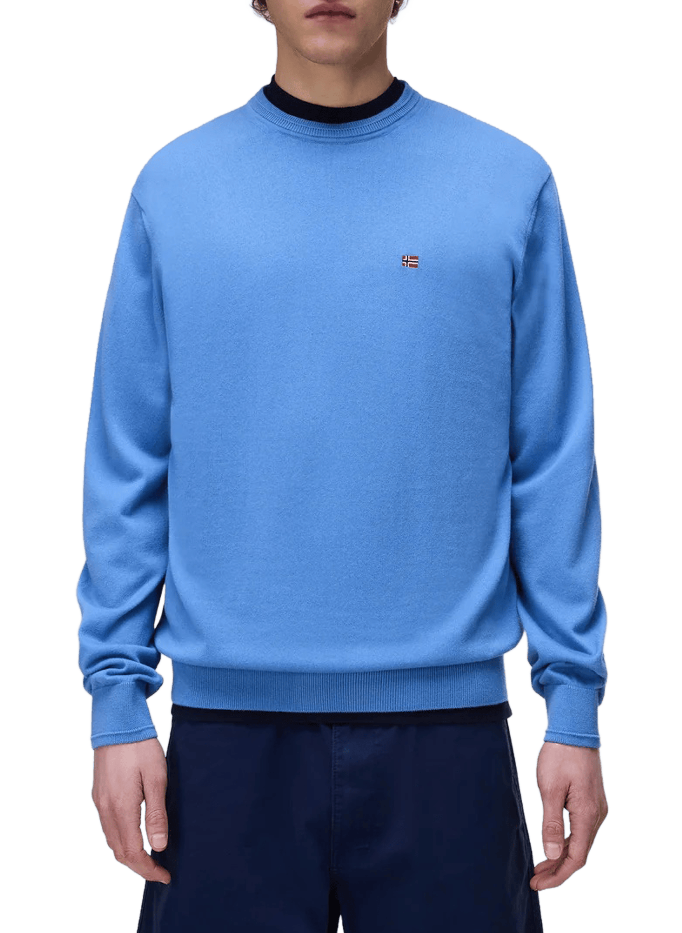 Pull droit Decatur 2.0 à logo brodé en coton NAPAPIJRI Bleu