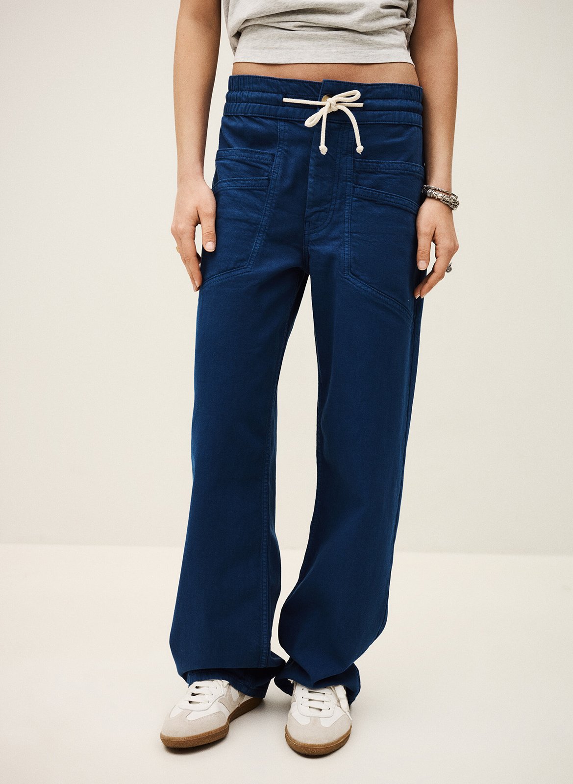 Pantalon droit en coton mélangé fima BA&SH Bleu