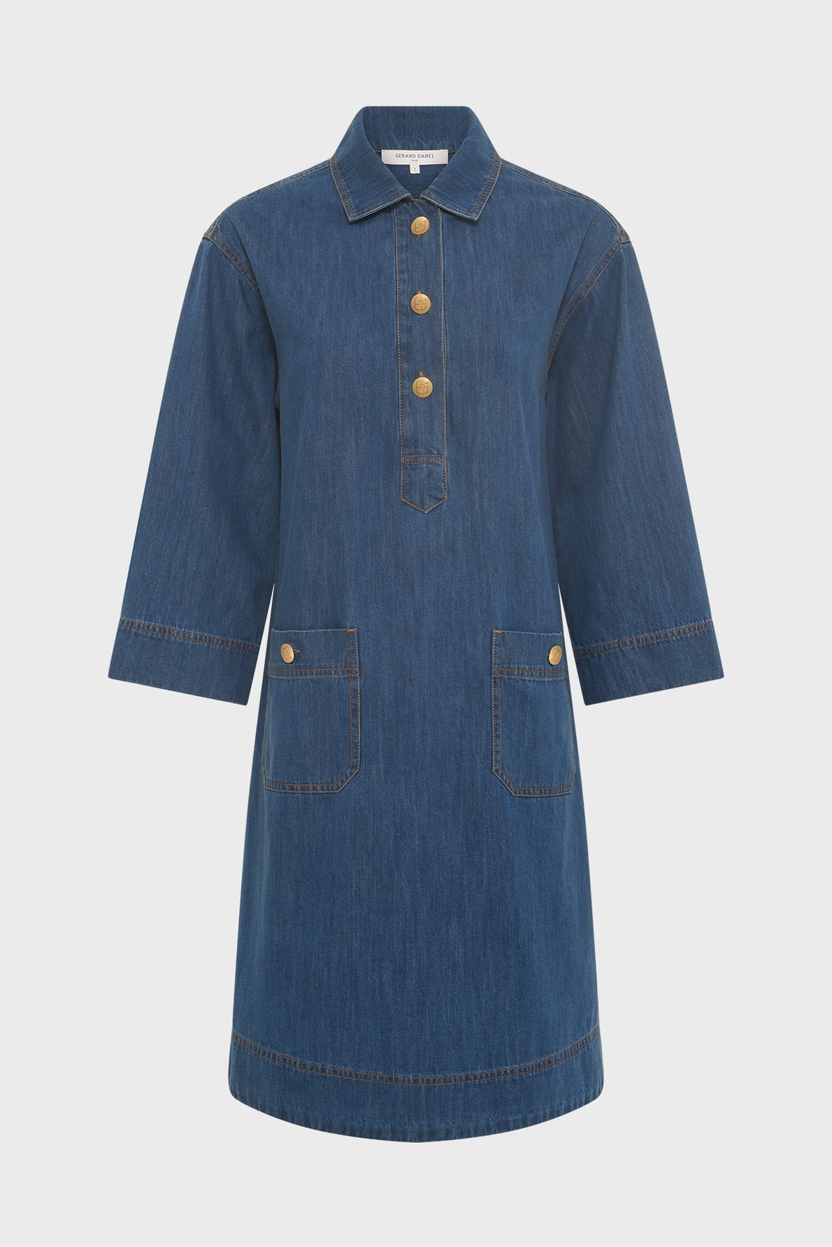Robe droite en denim à boutons dorés - penelope GERARD DAREL Bleu