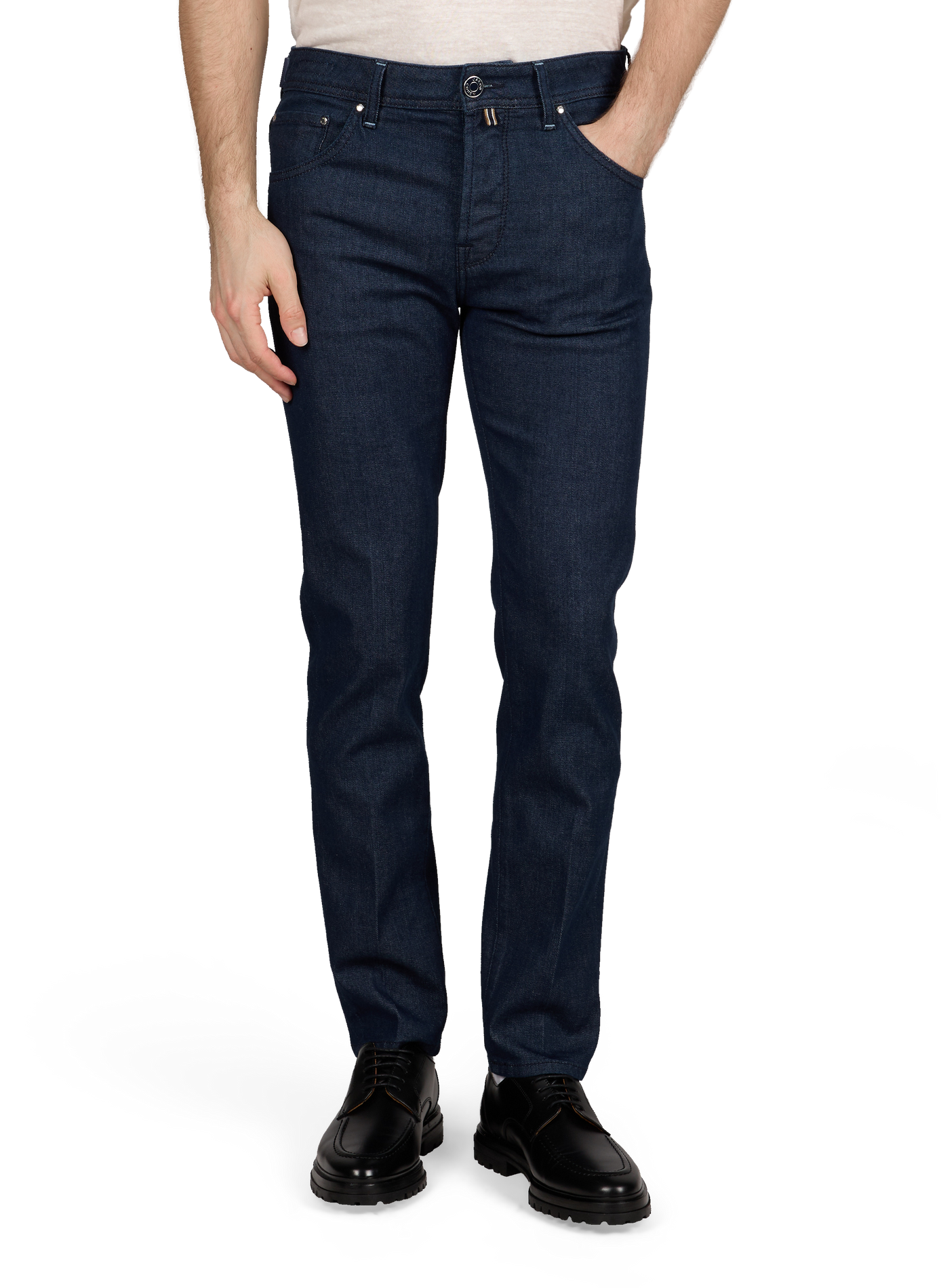 Jean droit en denim de coton mélangé JACOB COHEN Bleu