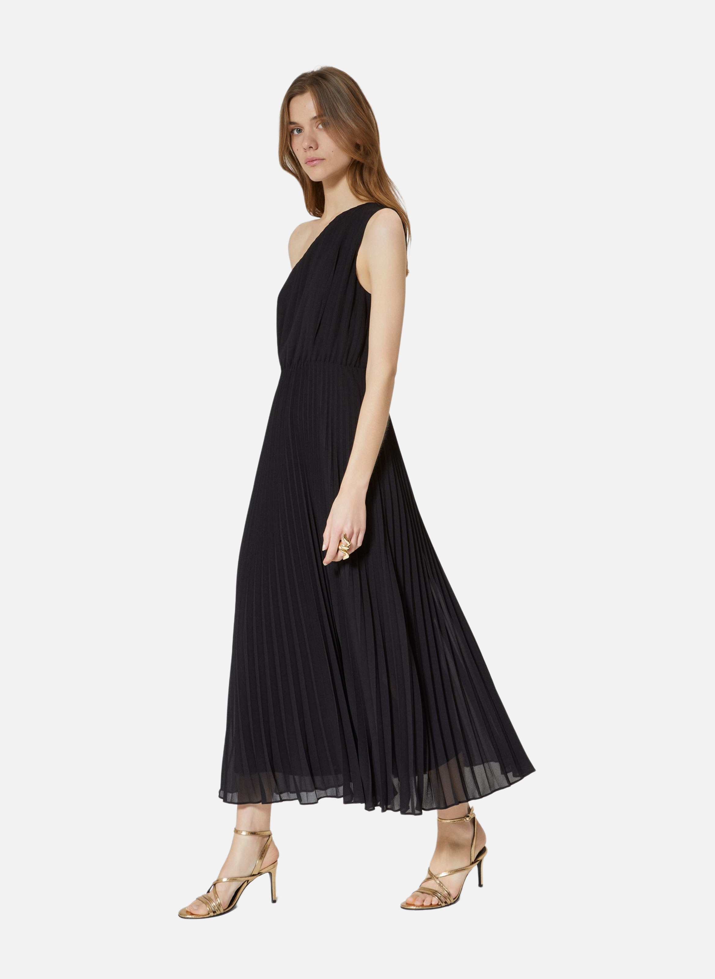 Robe longue asymétrique plissée THE KOOPLES Noir