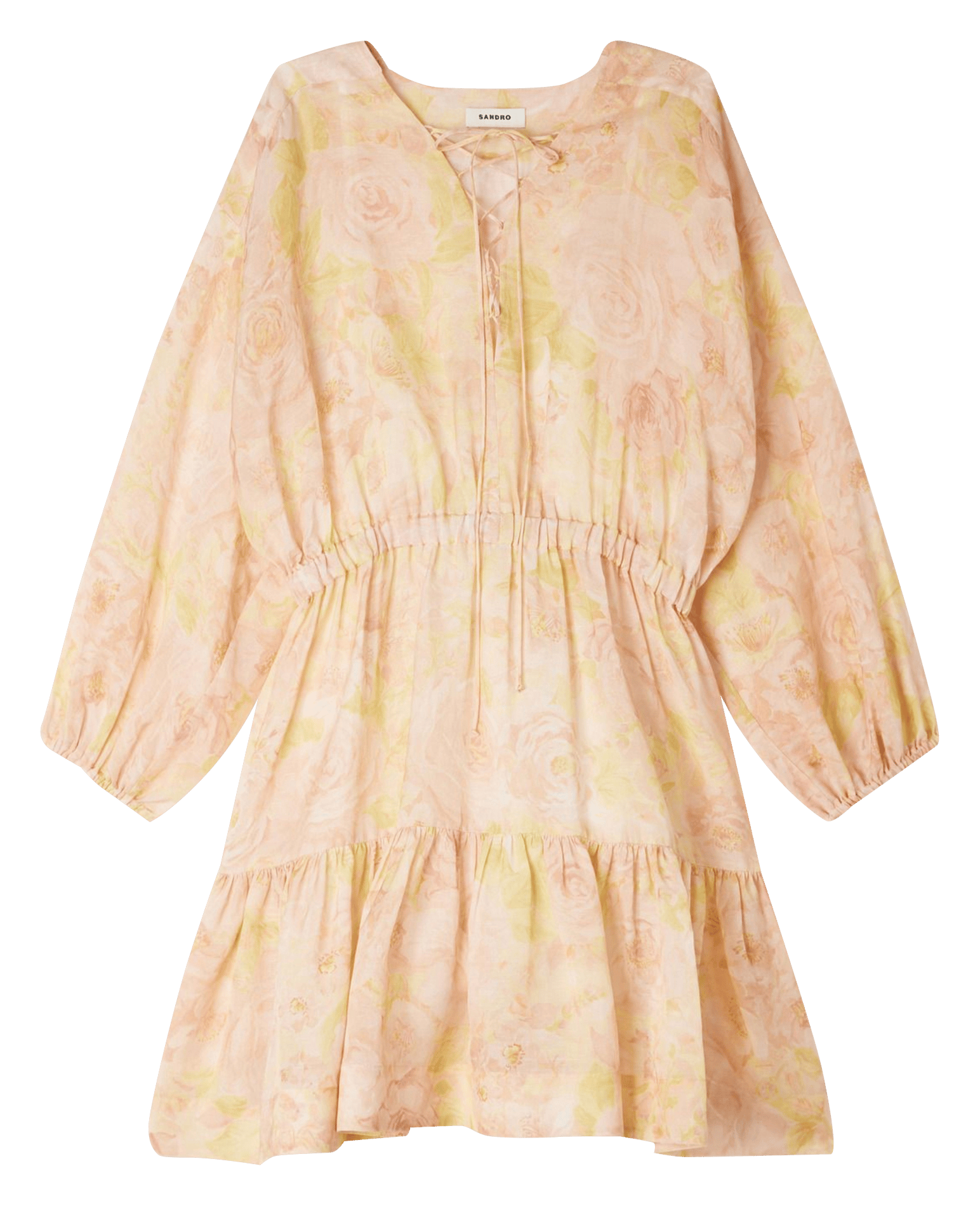 Robe courte cintrée en lin mélangé SANDRO Rose