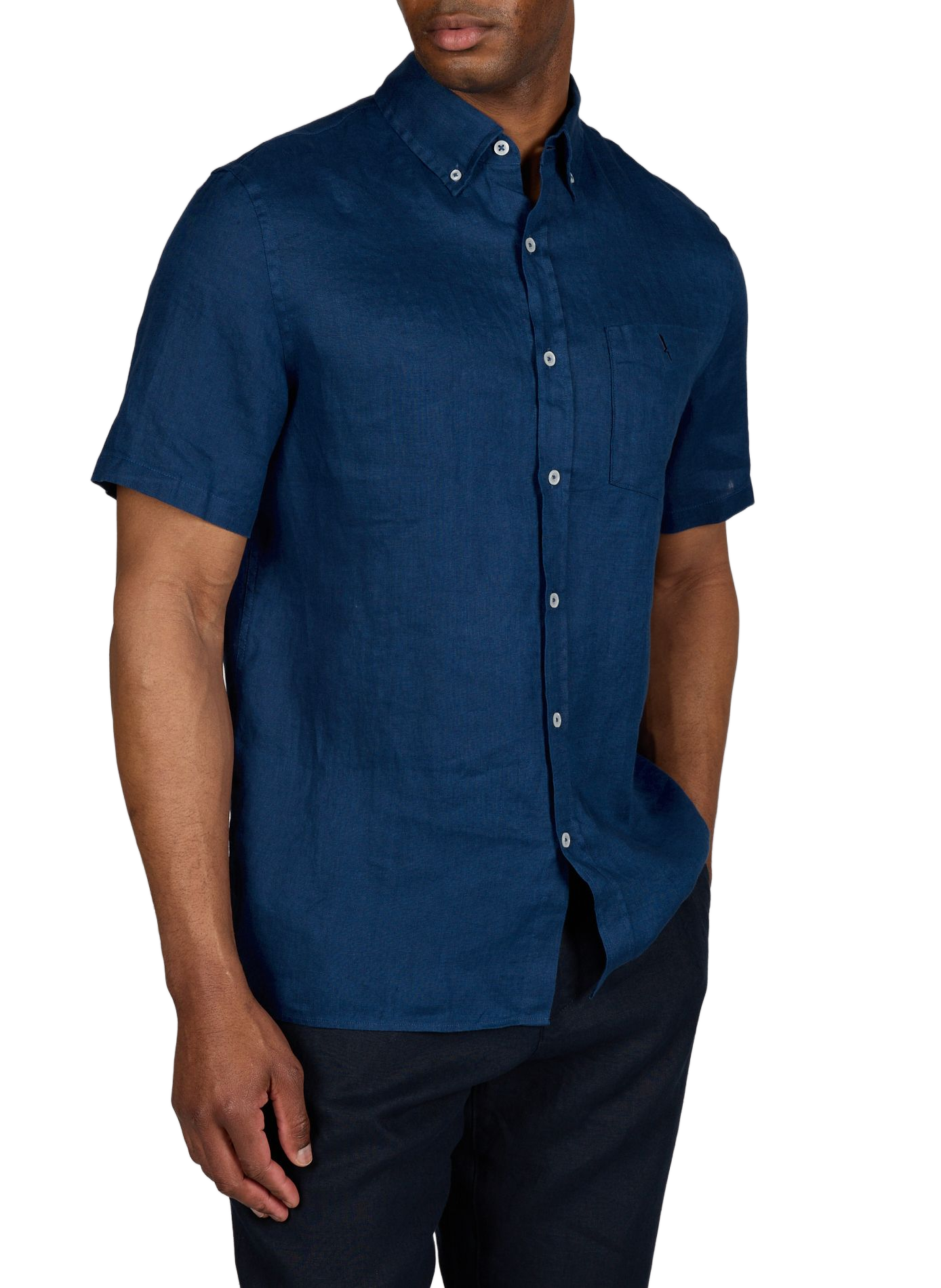 Gerade Linenbluse mit kurzen Ärmeln AIGLE Blau