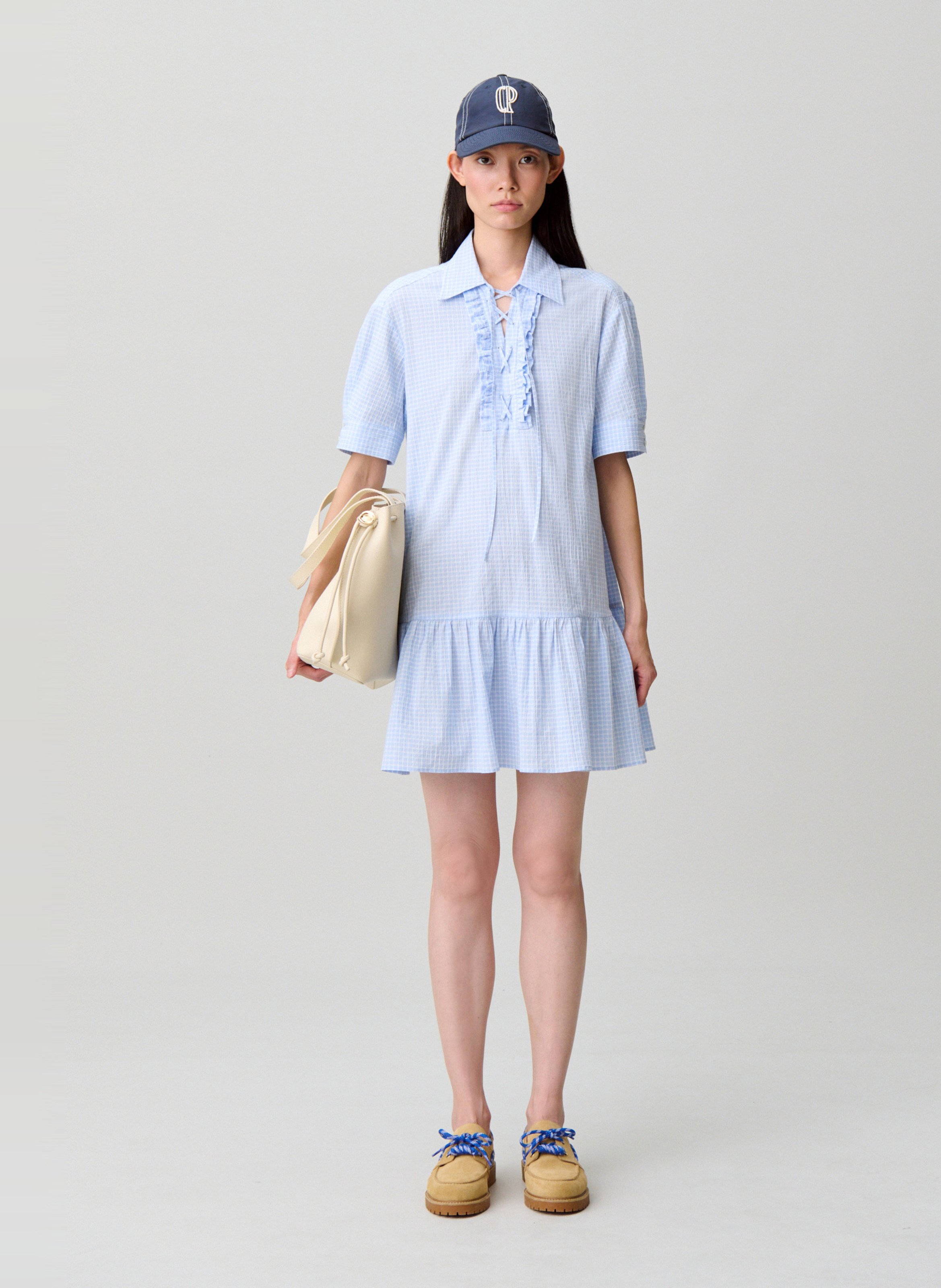 Robe curte col classique en coton mélangé imprimé CLAUDIE PIERLOT Multicolore