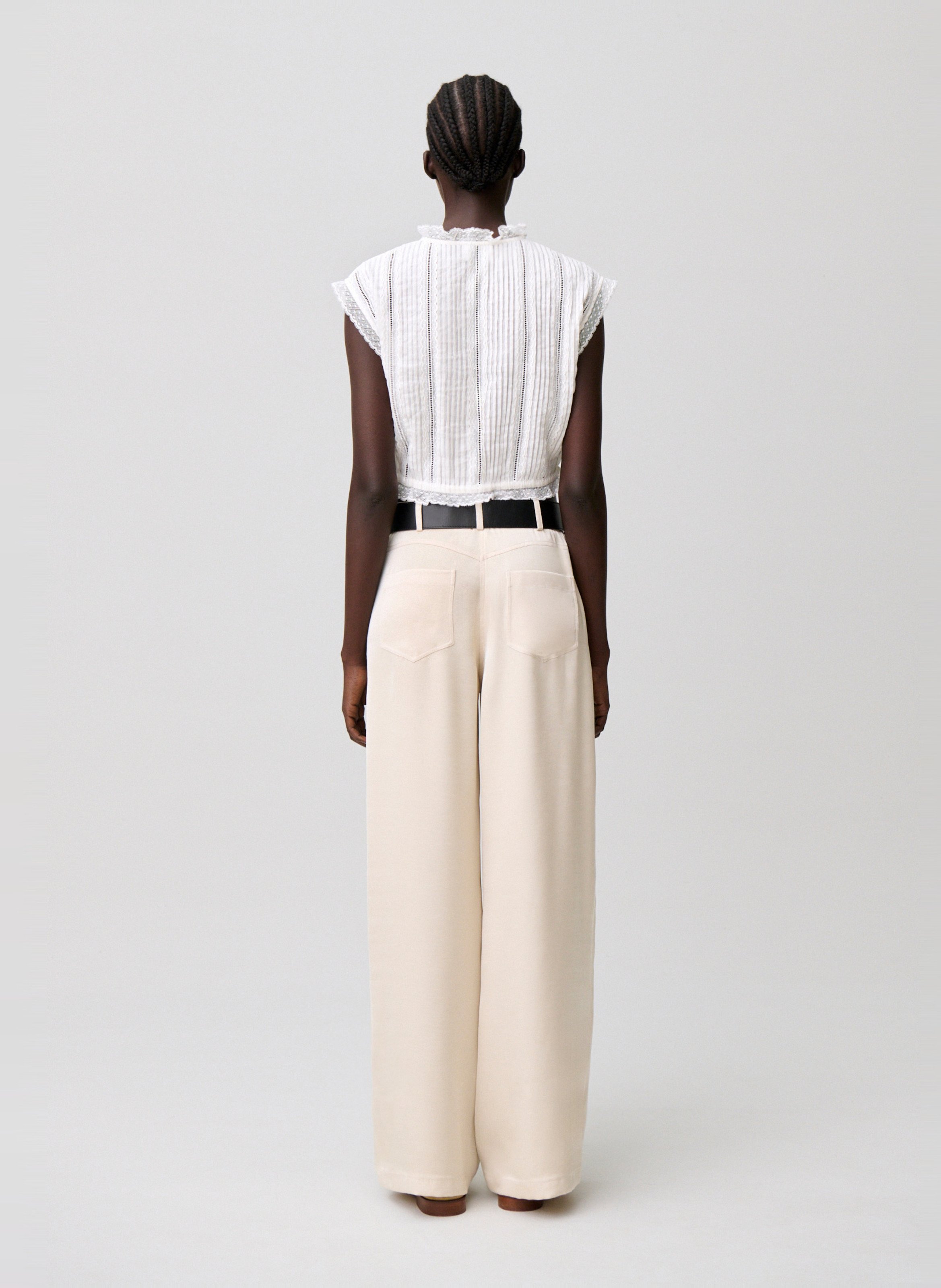 Top court boutonné en dentelle CLAUDIE PIERLOT Beige