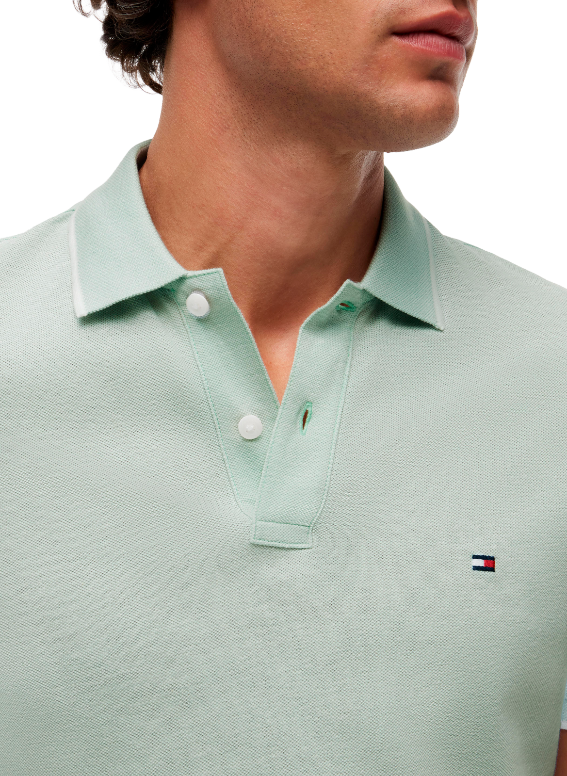Polo en coton et lin TOMMY HILFIGER Vert