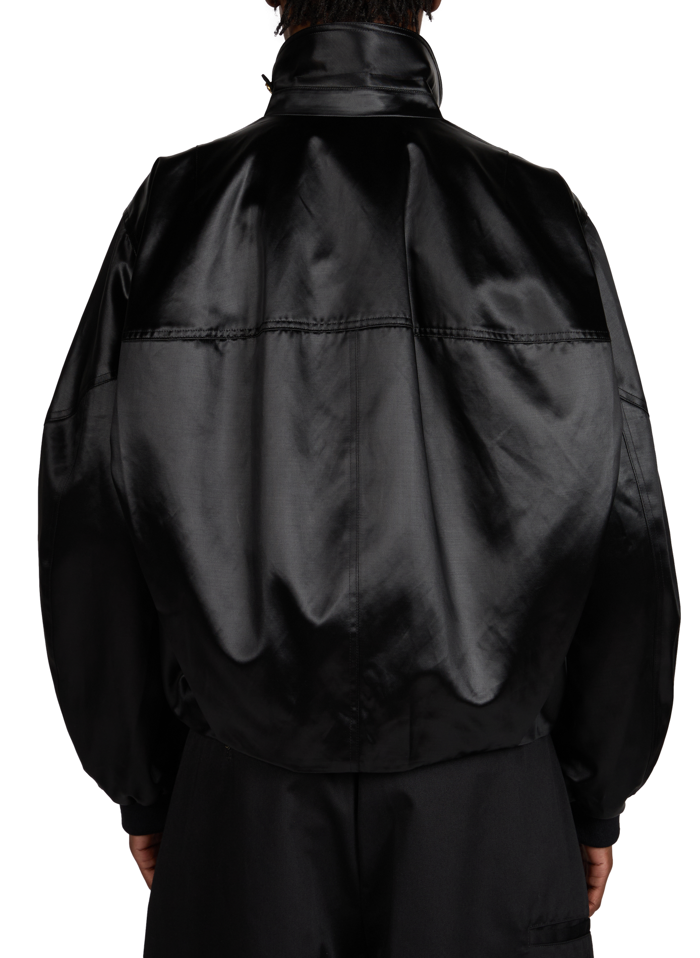 Satin bomber jacket in blended cotton WILLY CHAVARRIA Black