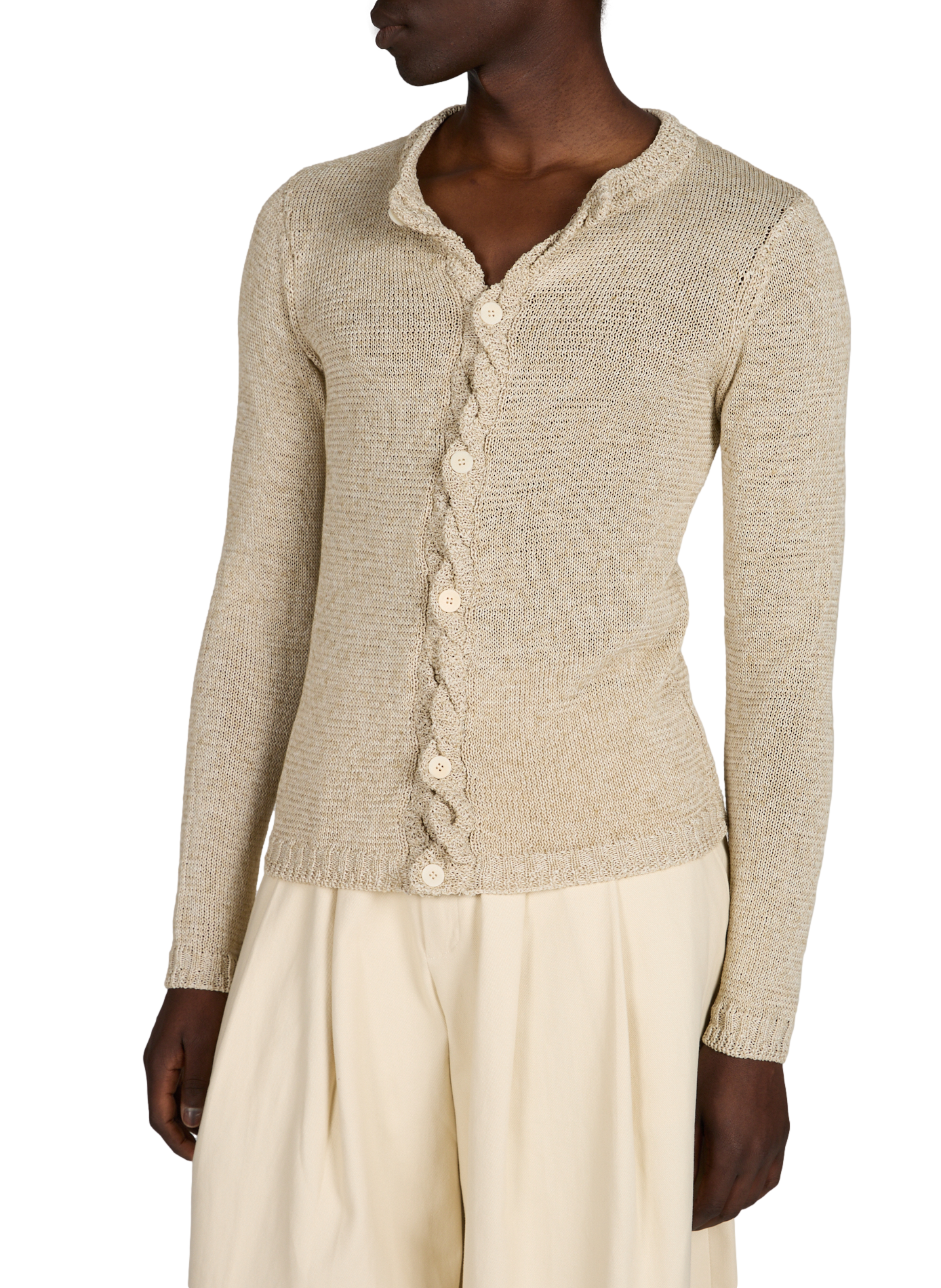 Cardigan en maille à col bénitier SEAN SUEN Beige