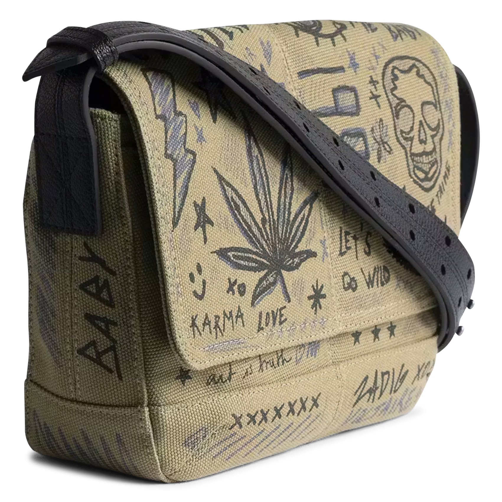 Sac bandoulière à rabat imprimé z camp ZADIG&VOLTAIRE Vert