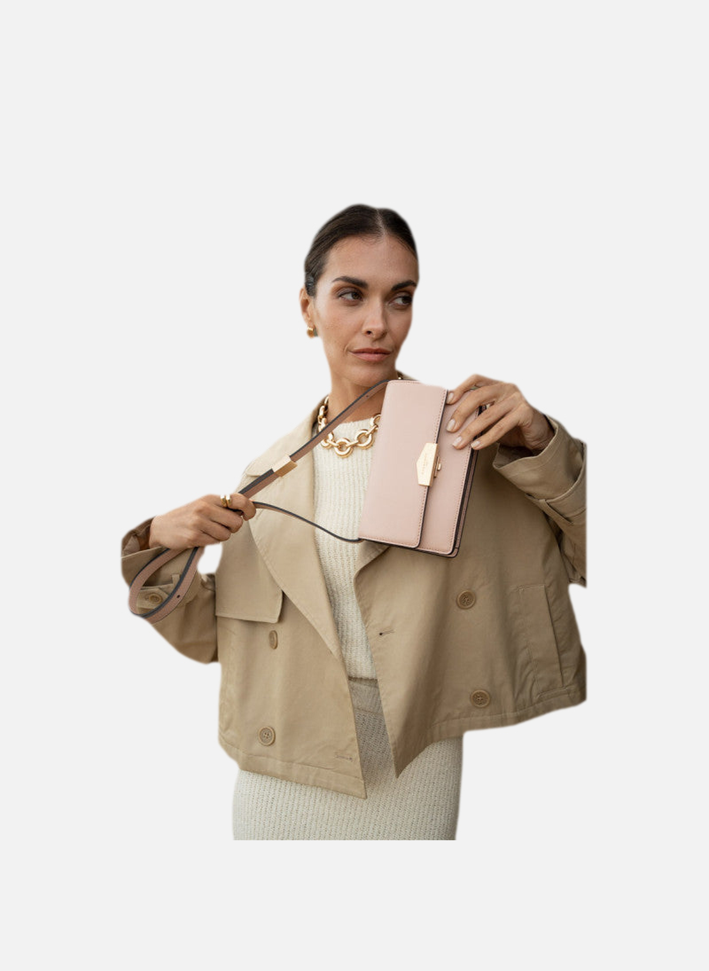 Anjou | sac porté épaule pm en cuir lisse | Rose POURCHET Femme