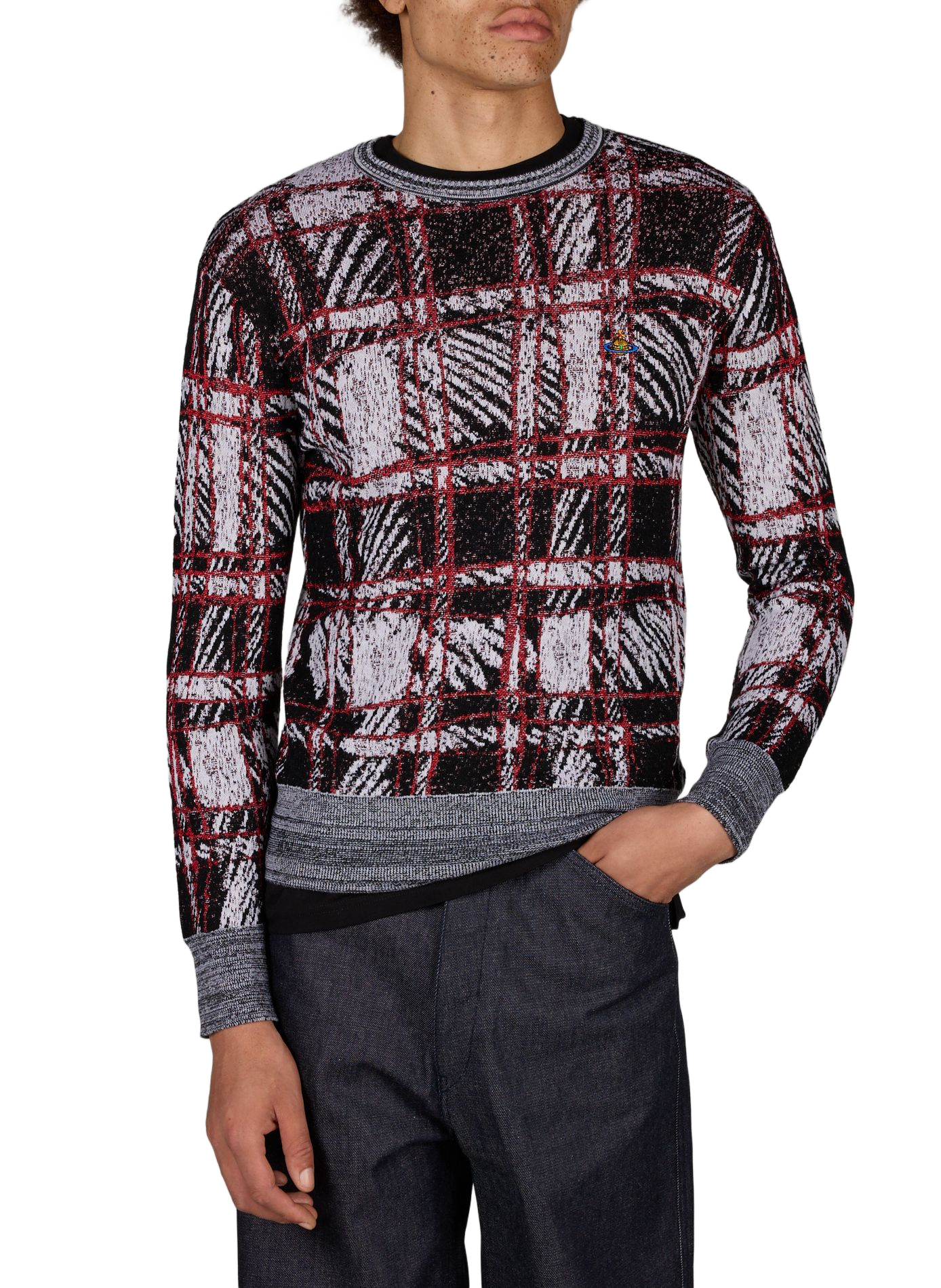 Mixed Wool Scribble Check Pullover VIVIENNE WESTWOOD Multicolour