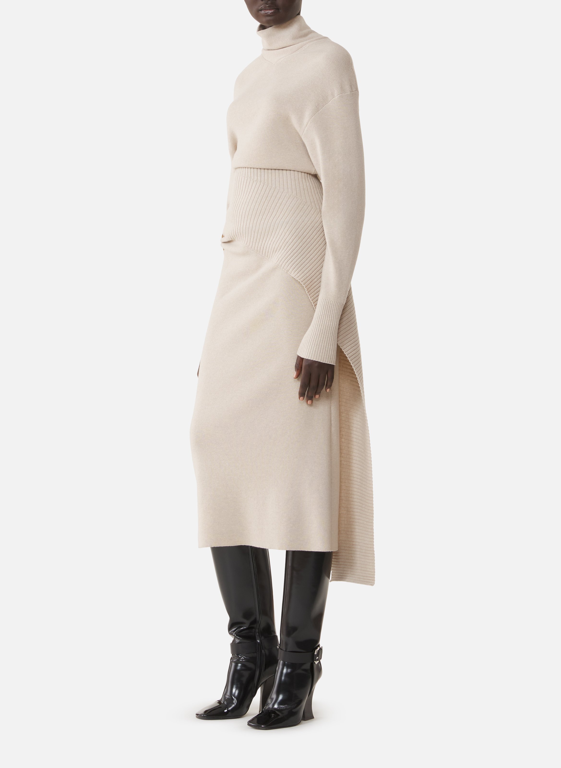 Robe midi en laine et cachemire LANVIN Blanc