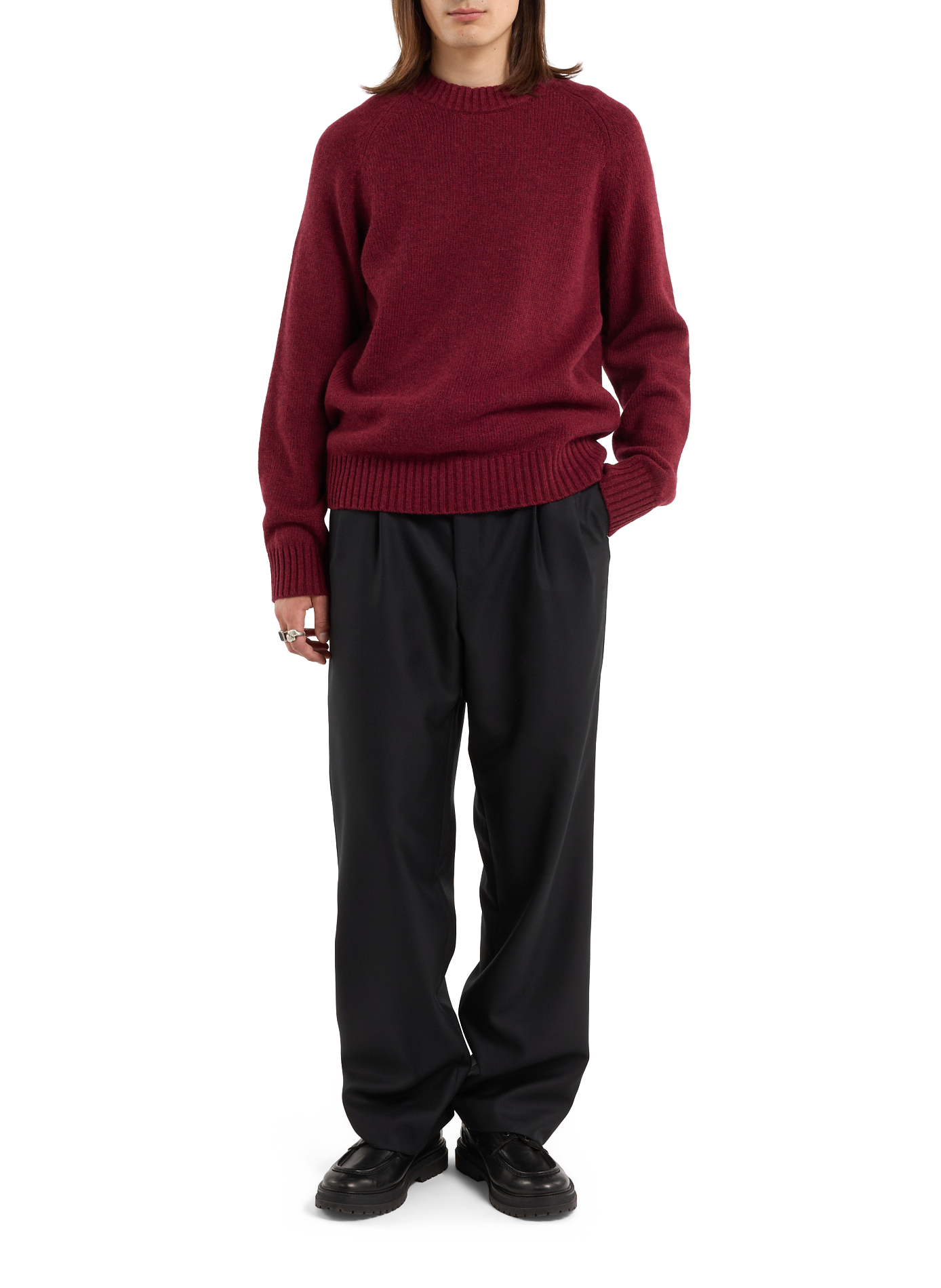 Round neck wool straight sweater SAISON 1865 Red