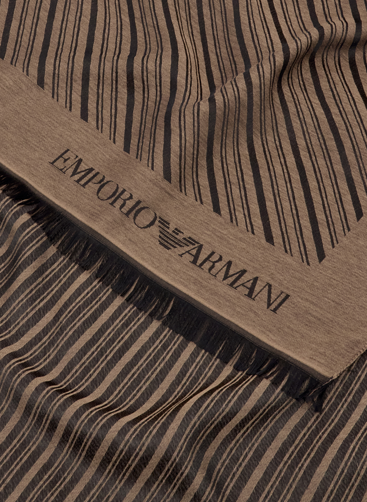 Gestreifter Schal mit Fransen EMPORIO ARMANI Braun