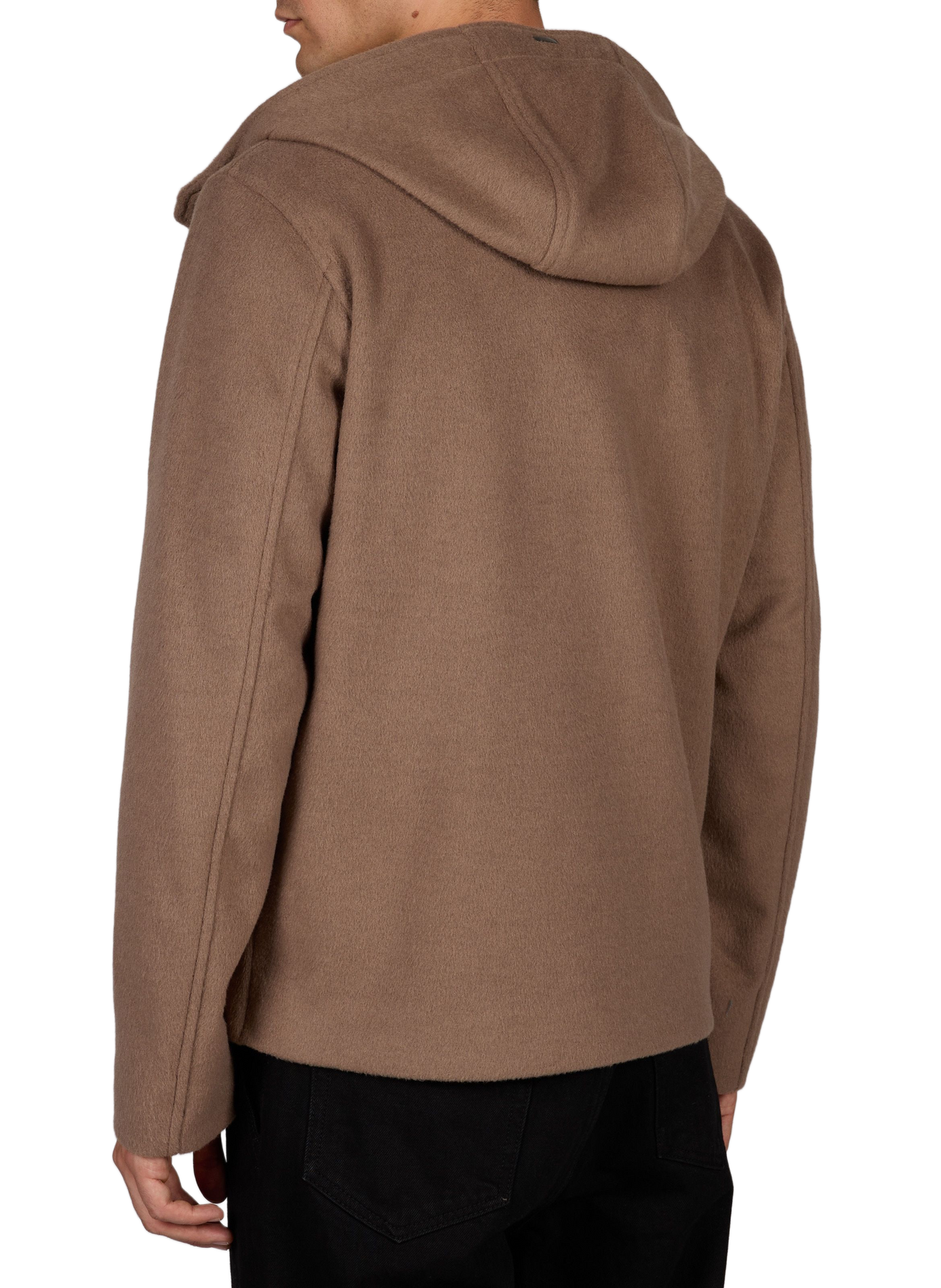 Straight cut textured coat with hood HERNO Brown
