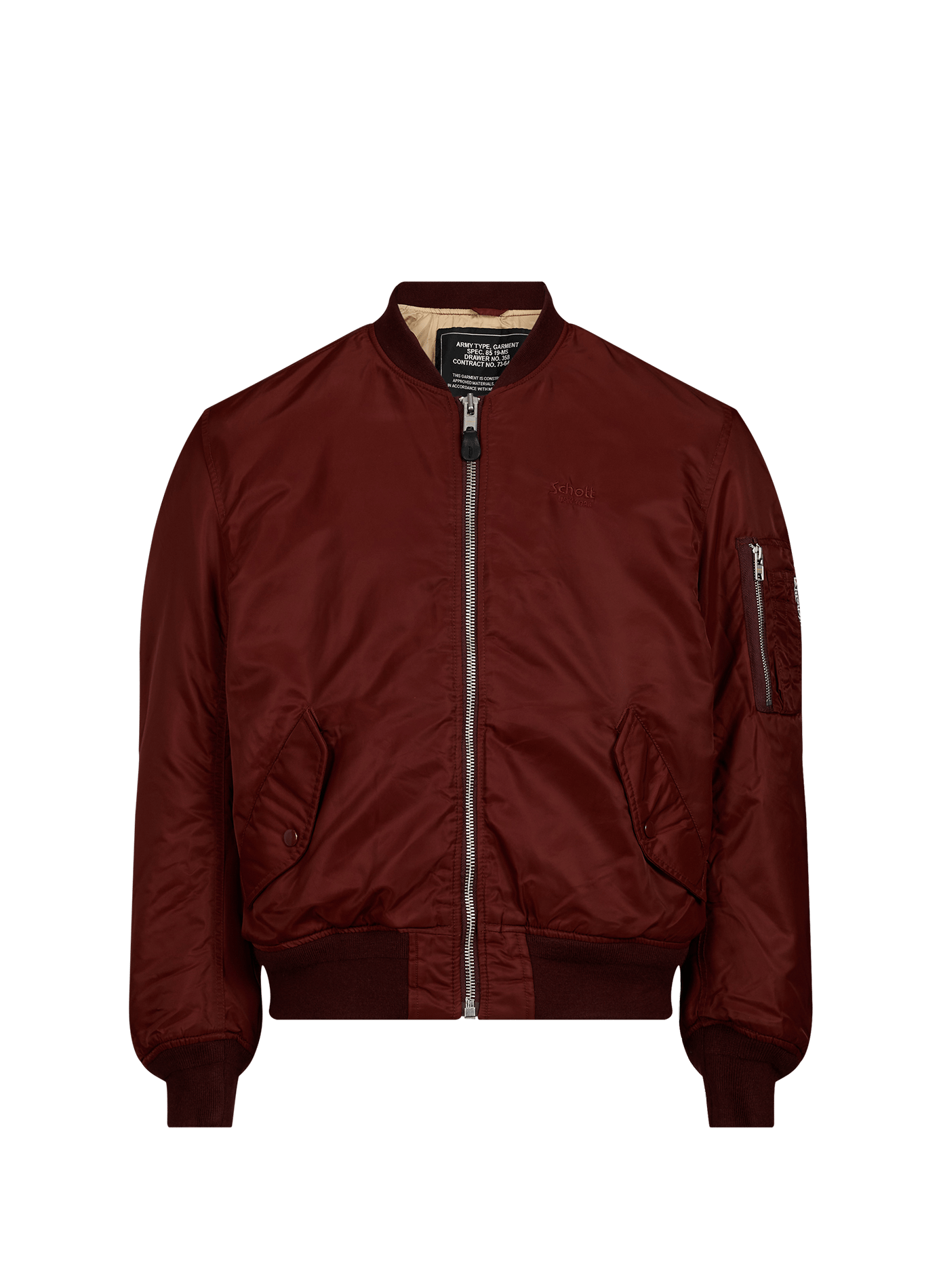 Blouson bomber uni SCHOTT Rouge