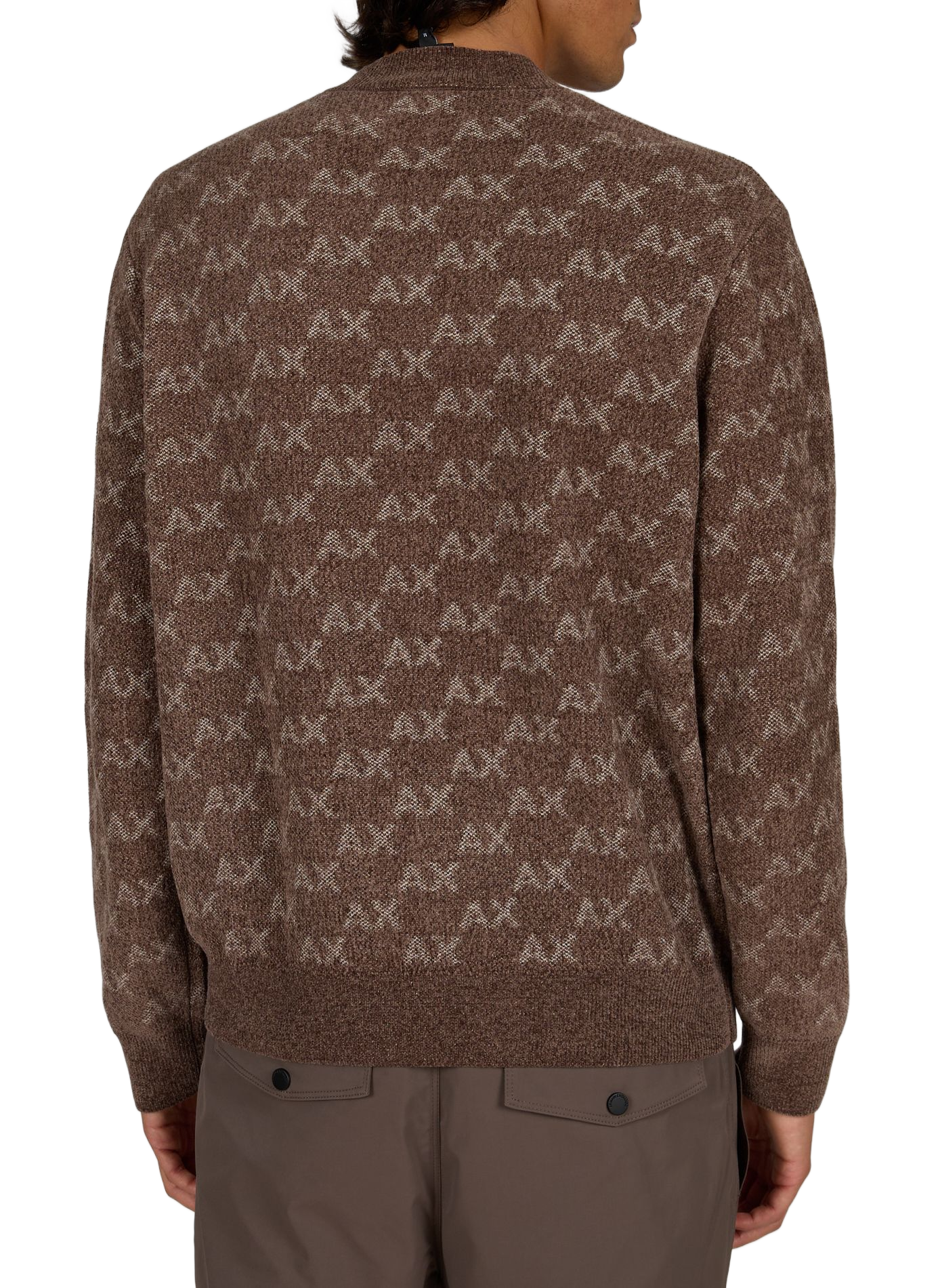 Rechte monogram trui met ronde hals ARMANI EXCHANGE Bruin