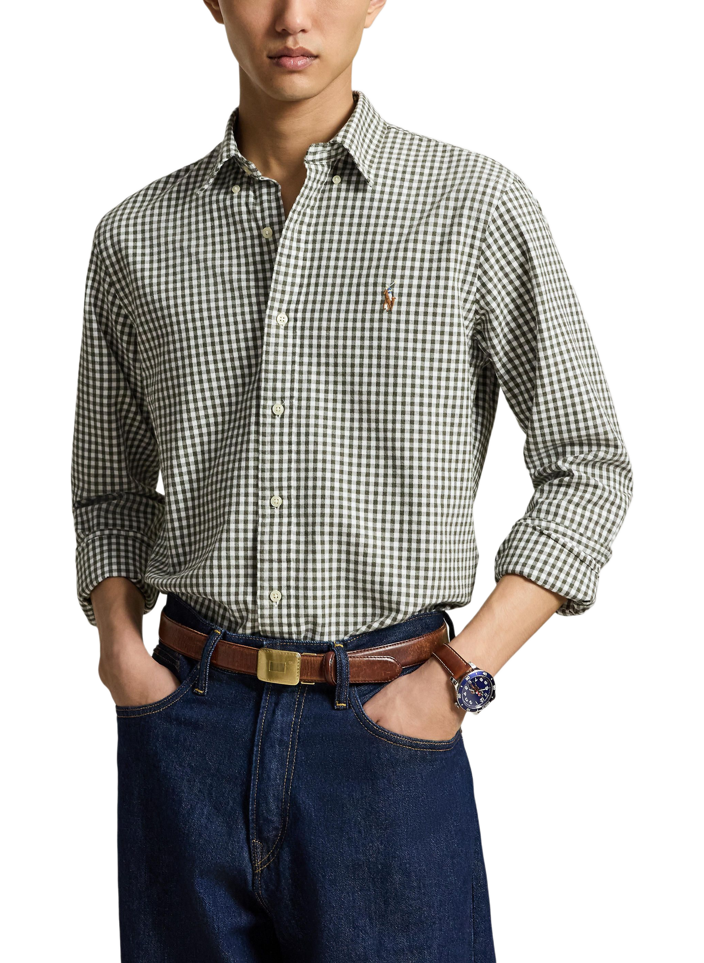 Chemise droite à carreaux en coton  POLO RALPH LAUREN Blanc