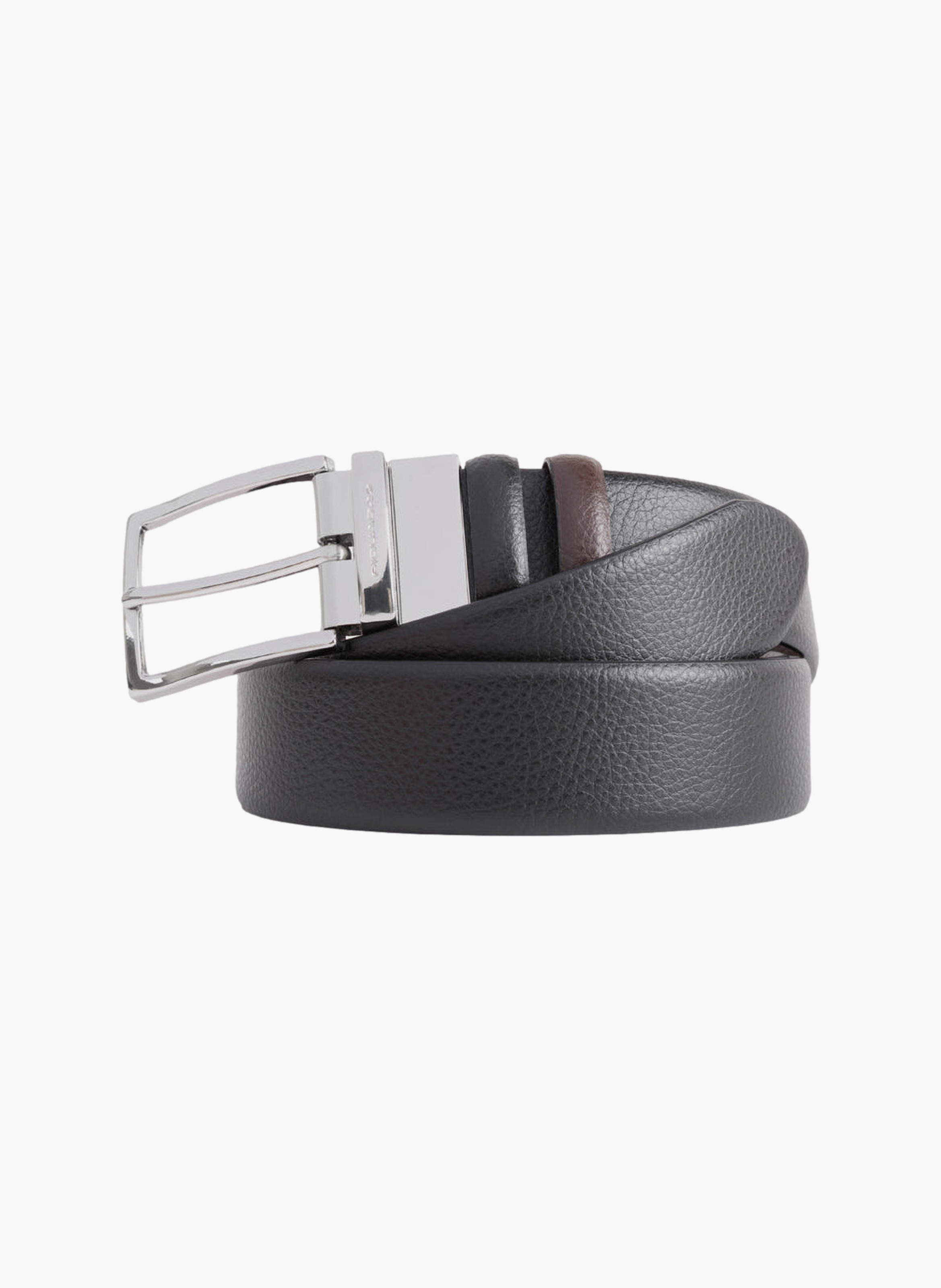Reversible leather belt with prong buckle PIQUADRO Black
