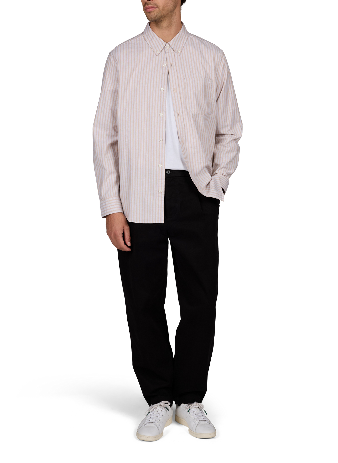 Camisa recta de algodón mezclado CALVIN KLEIN Beige