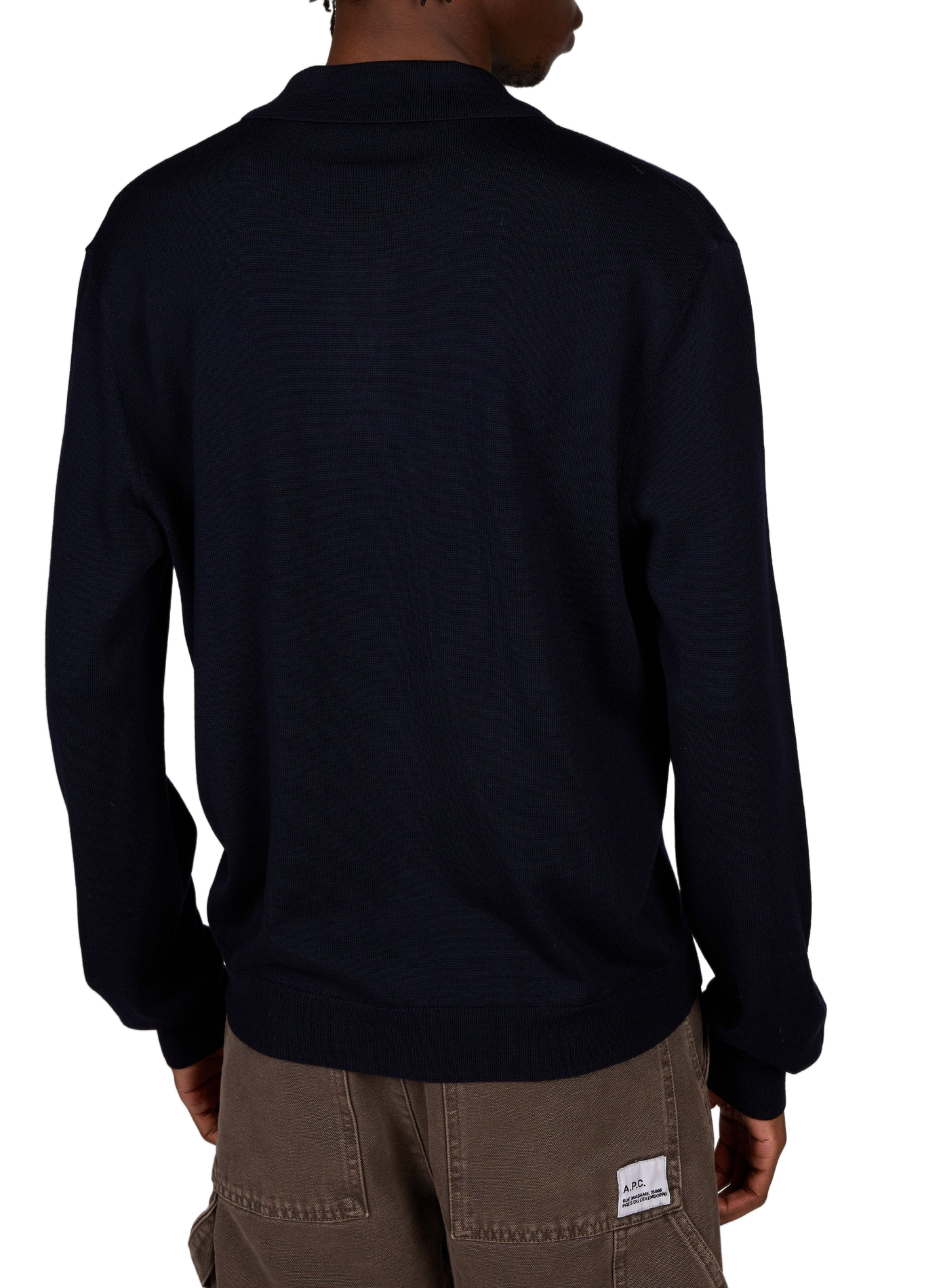 Pull col polo uni en laine A.P.C. Bleu