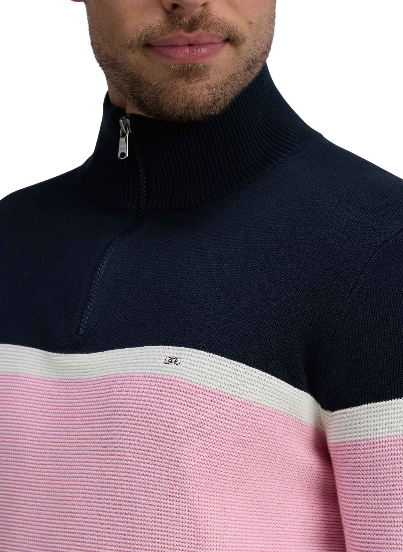 Pull col camionneur rayé en coton EDEN PARK Blue