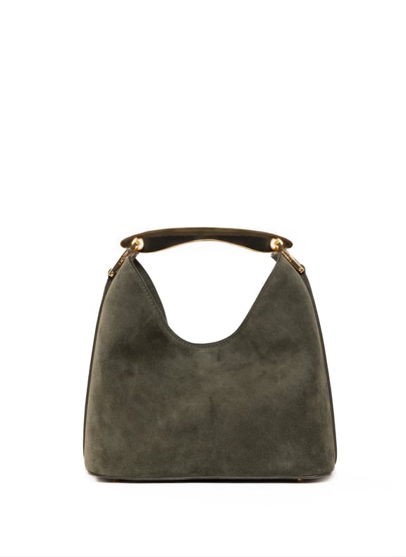 Sac à main boomerang petit en daim Kaki by ELLEME ELLEME Sac à main boomerang petit en daim Kaki