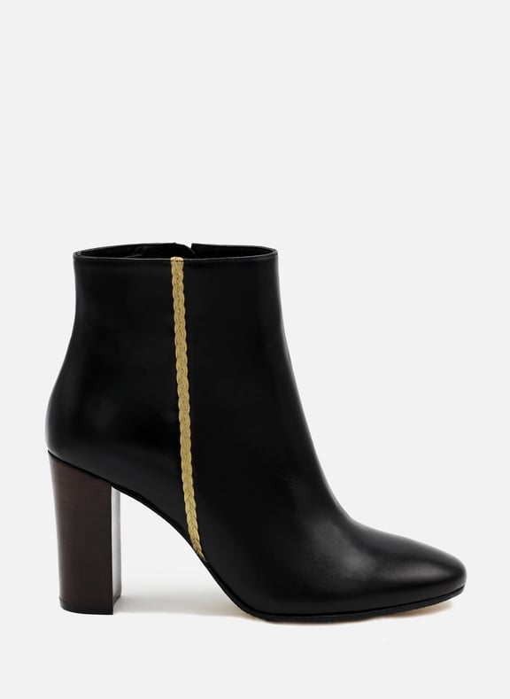 Bottines à talon cuir lisse Noir by JULES & JENN JULES & JENN Bottines à talon cuir lisse Noir
