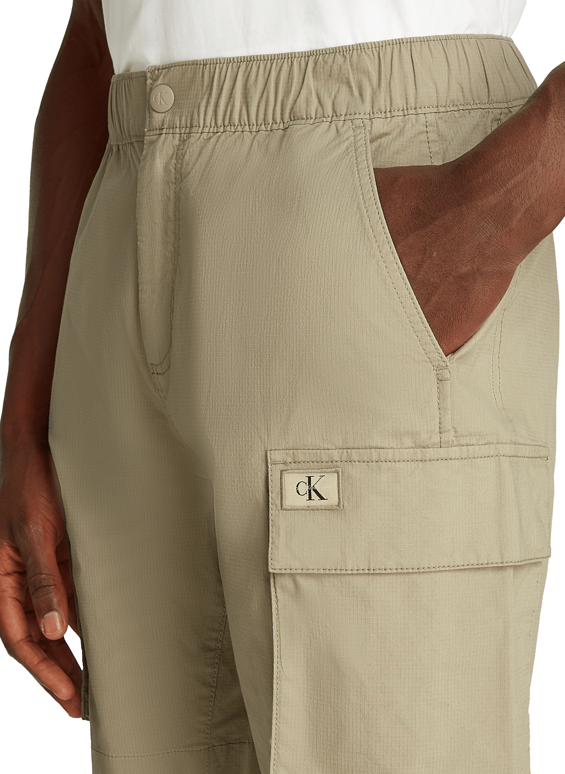 Straight cotton blend shorts CALVIN KLEIN Beige