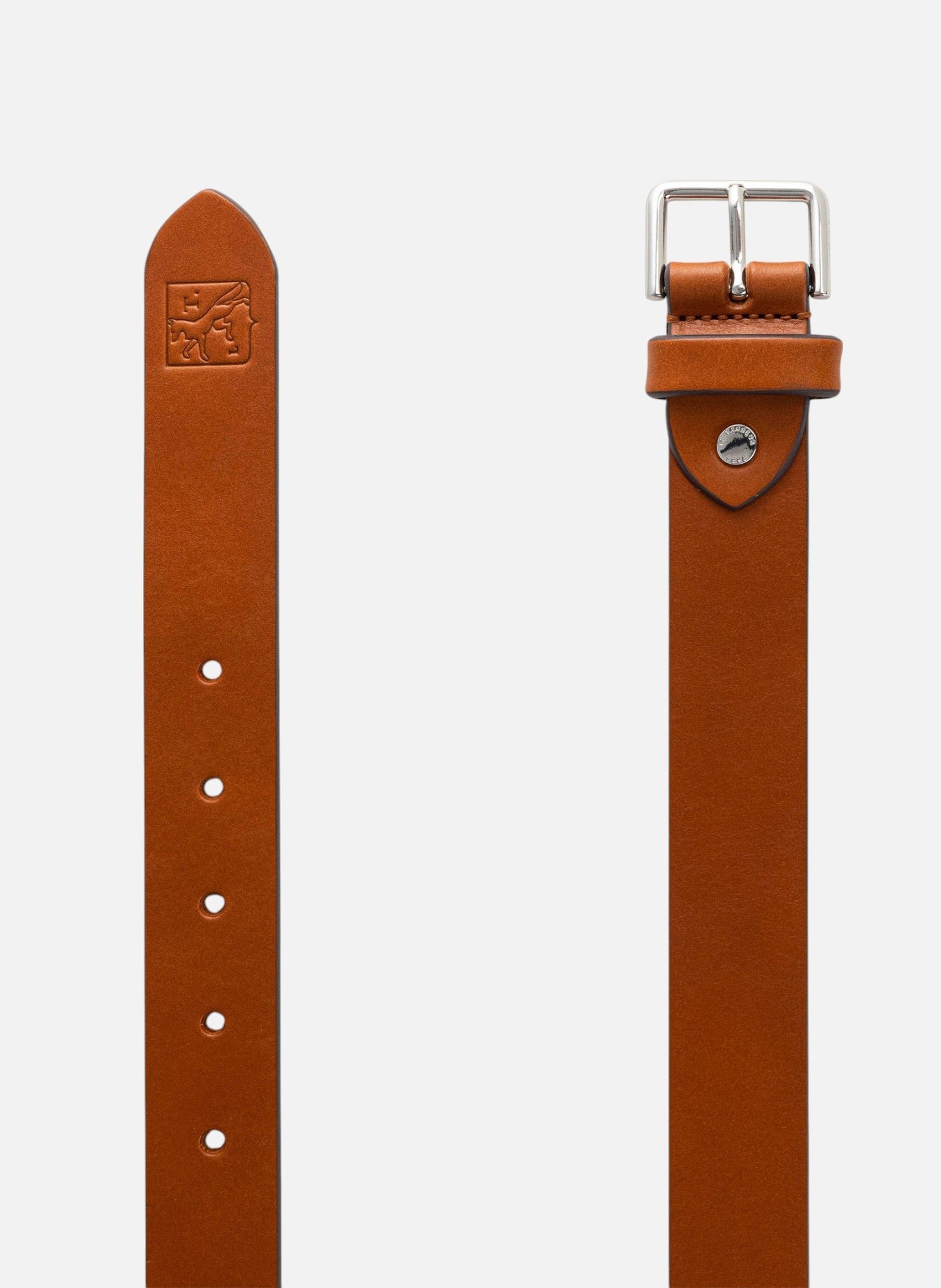 Ceinture avec boucle carrée en cuir lisse Marron