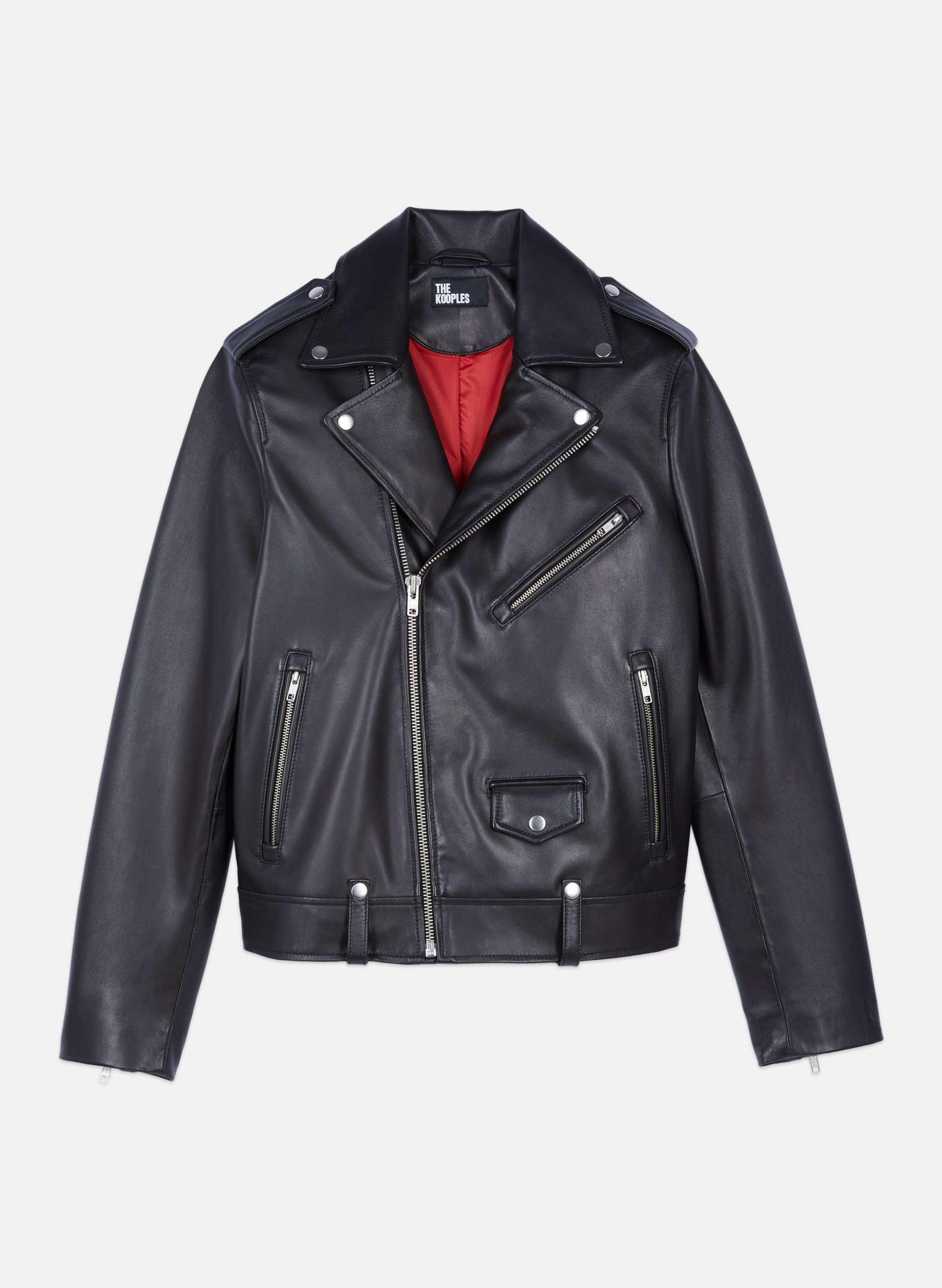 Blouson biker en cuir THE KOOPLES Noir