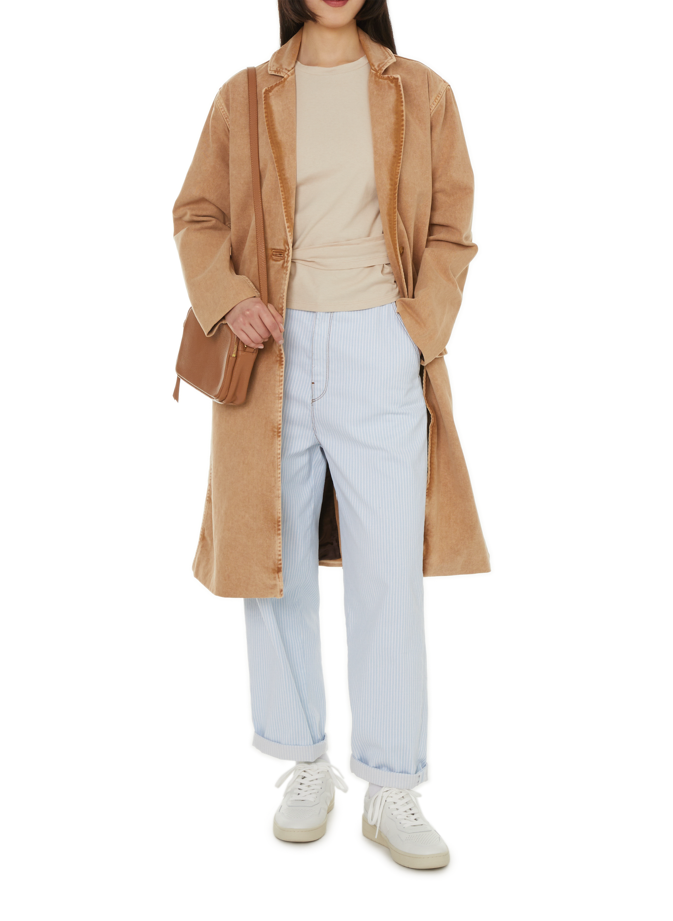 Veste longue en jean SAISON 1865 Beige