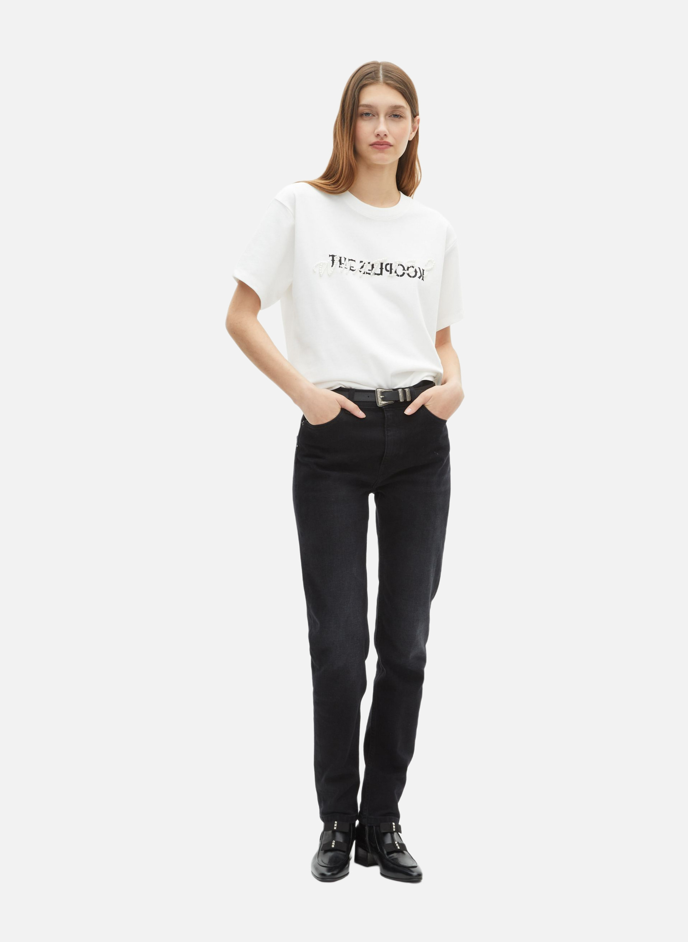 T-shirt What is avec perles THE KOOPLES Blanc