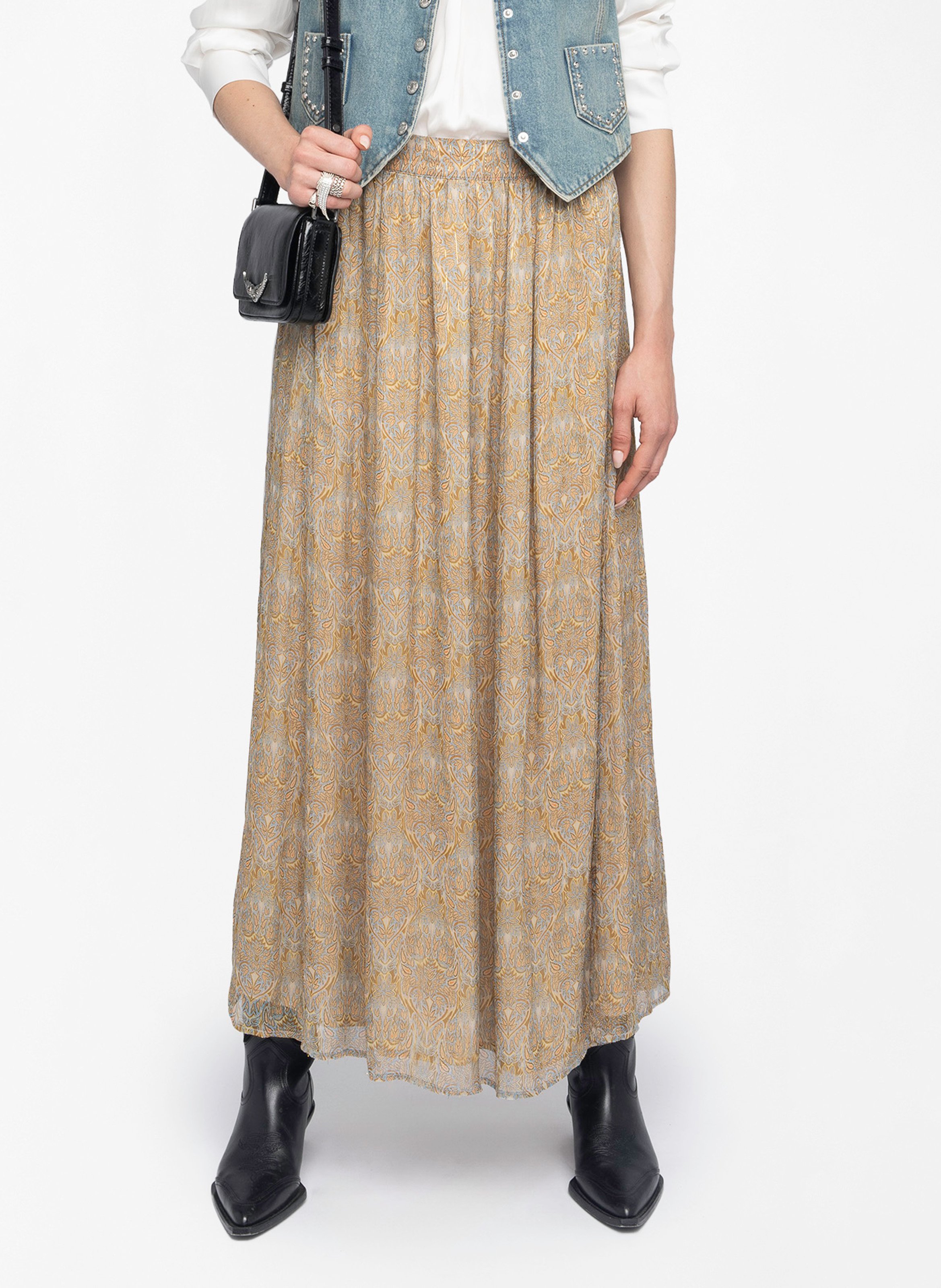 Jupe longue évasée en coton mélangé jady ZADIG&VOLTAIRE Bleu