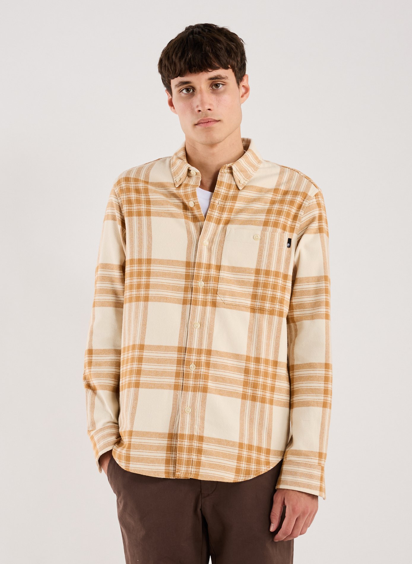 TIMBERLAND Straight cotton check shirt Beige